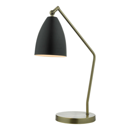 dar lighting Olly Task Table Lamp Antique Brass Black OLL4154