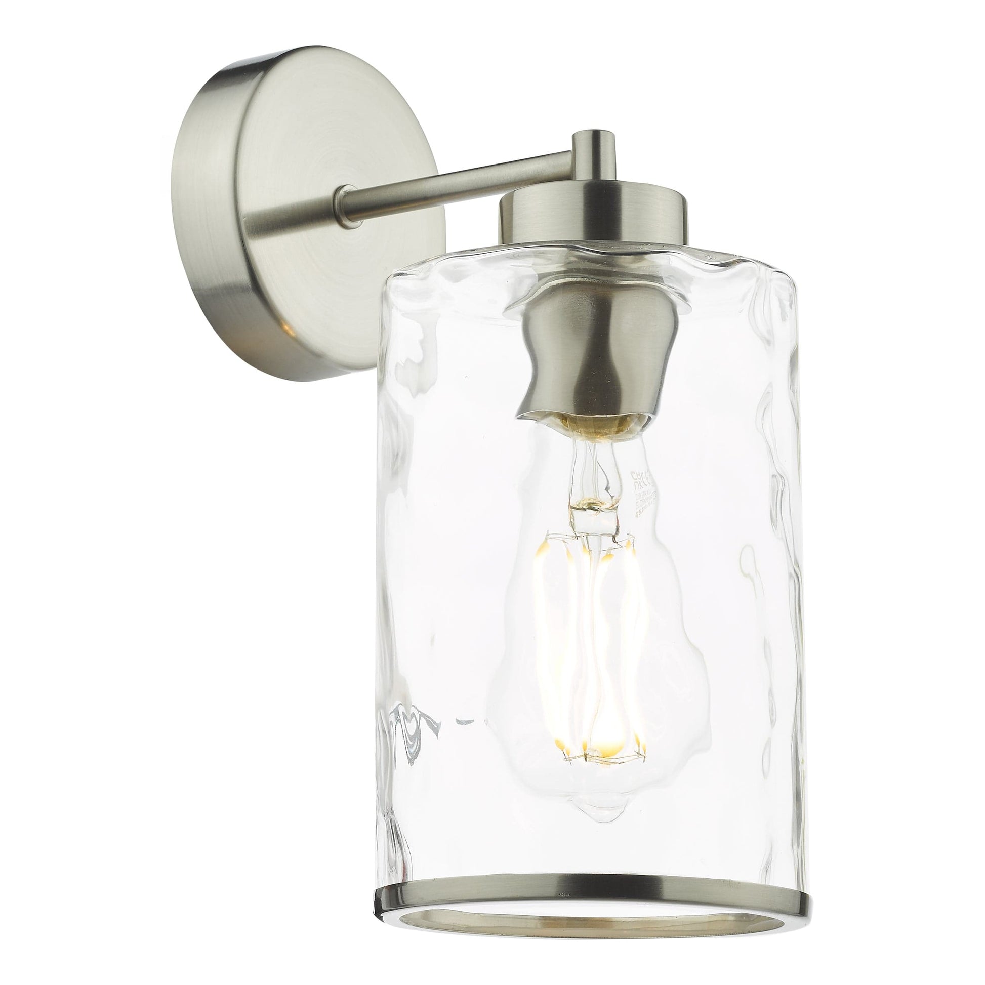 dar lighting Olsen Wall Light Satin Chrome and Glass OLS0746