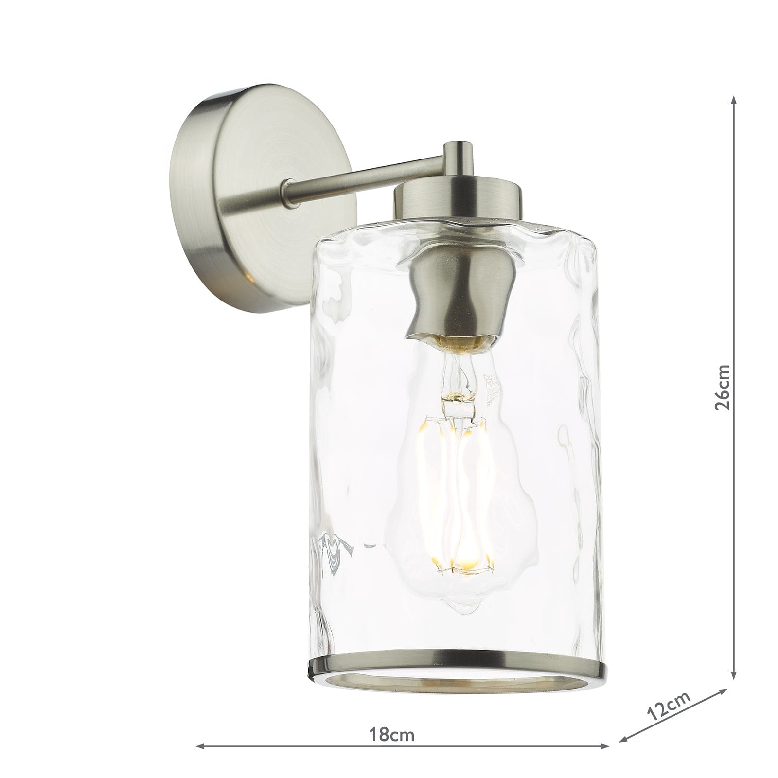 dar lighting Olsen Wall Light Satin Chrome and Glass OLS0746