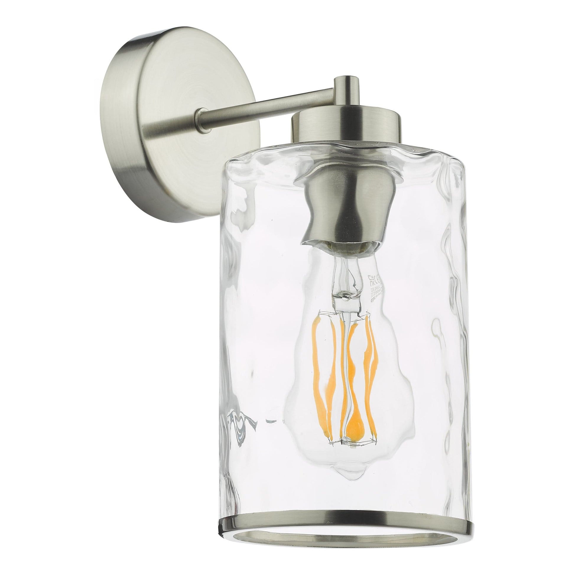 dar lighting Olsen Wall Light Satin Chrome and Glass OLS0746