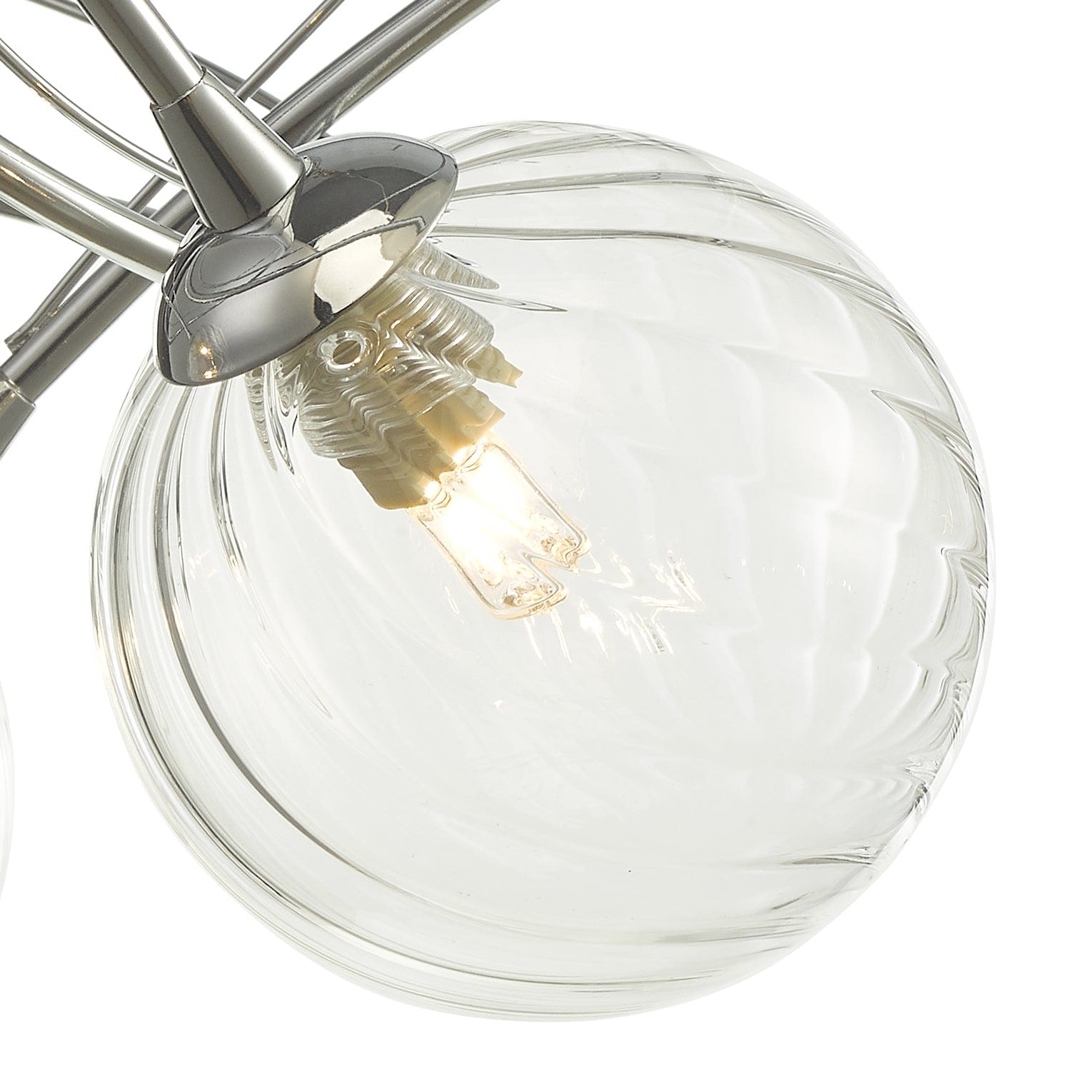 dar lighting Onawa 3 Light Semi Flush Polished Chrome With Twisted Closed Glass ONA5350-03