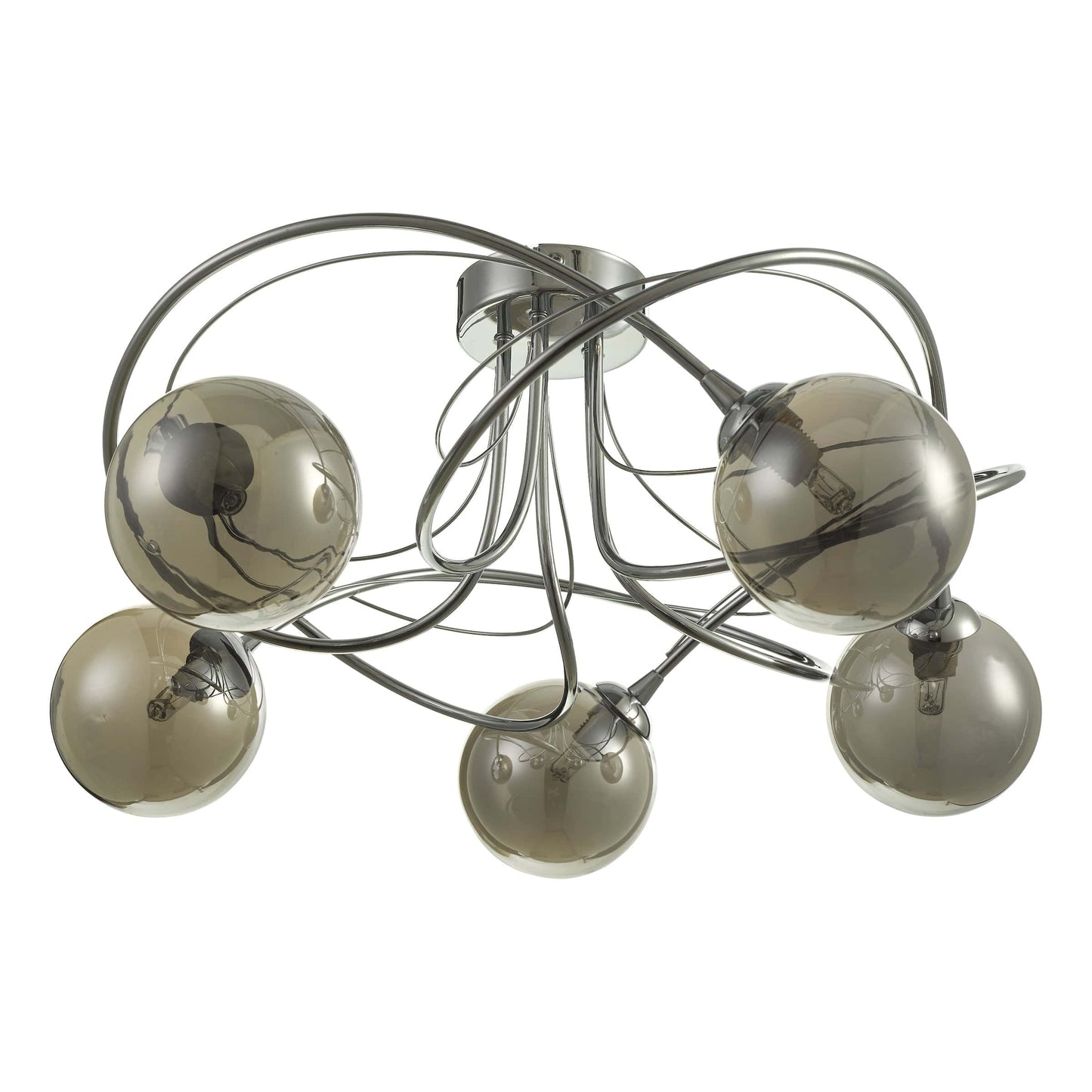 dar lighting Onawa 5 Light Semi Flush Polished Chrome With Smoked Glass ONA5450-01