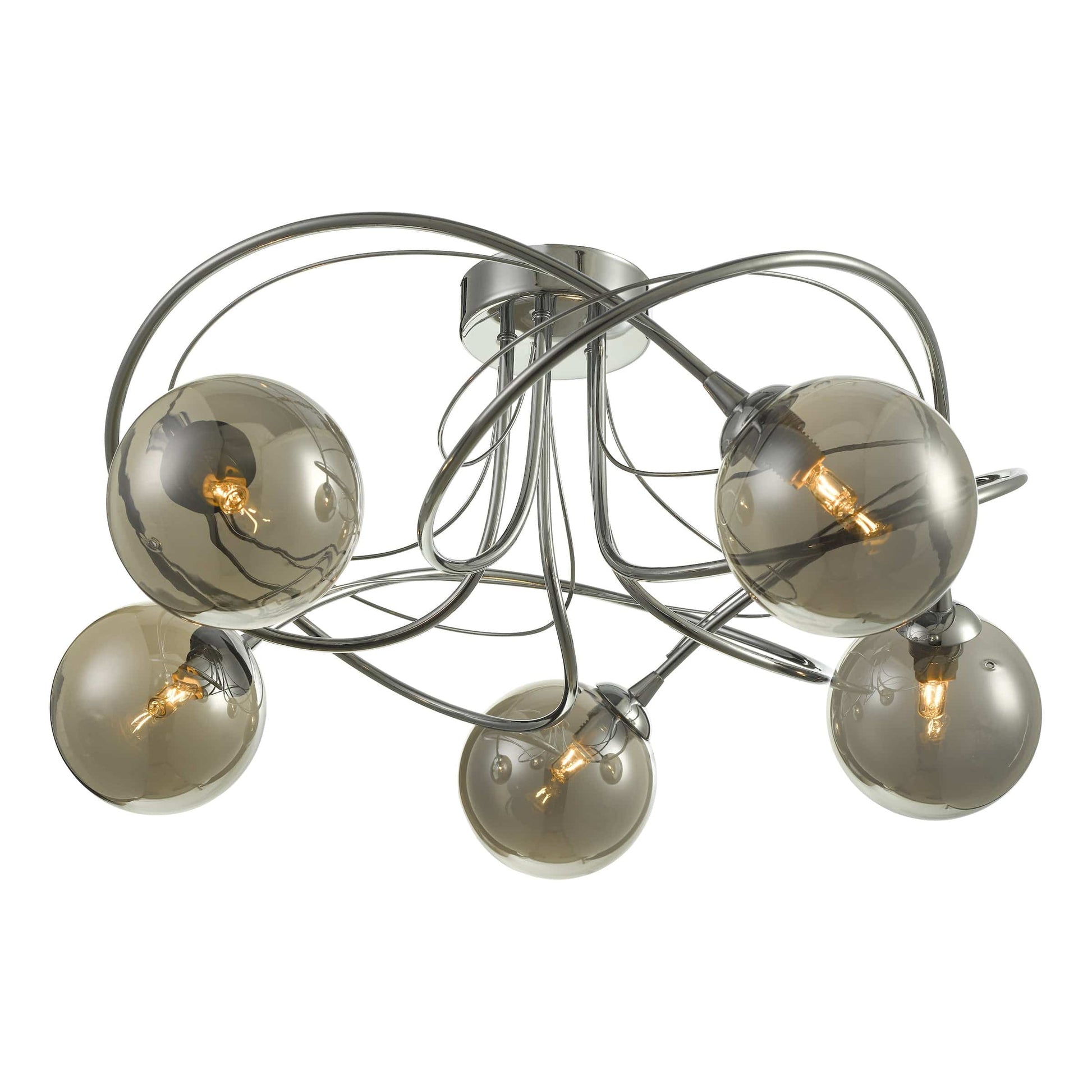 dar lighting Onawa 5 Light Semi Flush Polished Chrome With Smoked Glass ONA5450-01