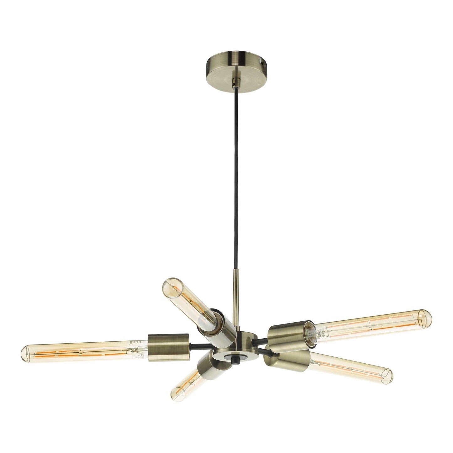 dar lighting Onika 5 Light Pendant Antique Brass Matt Black ONI0575