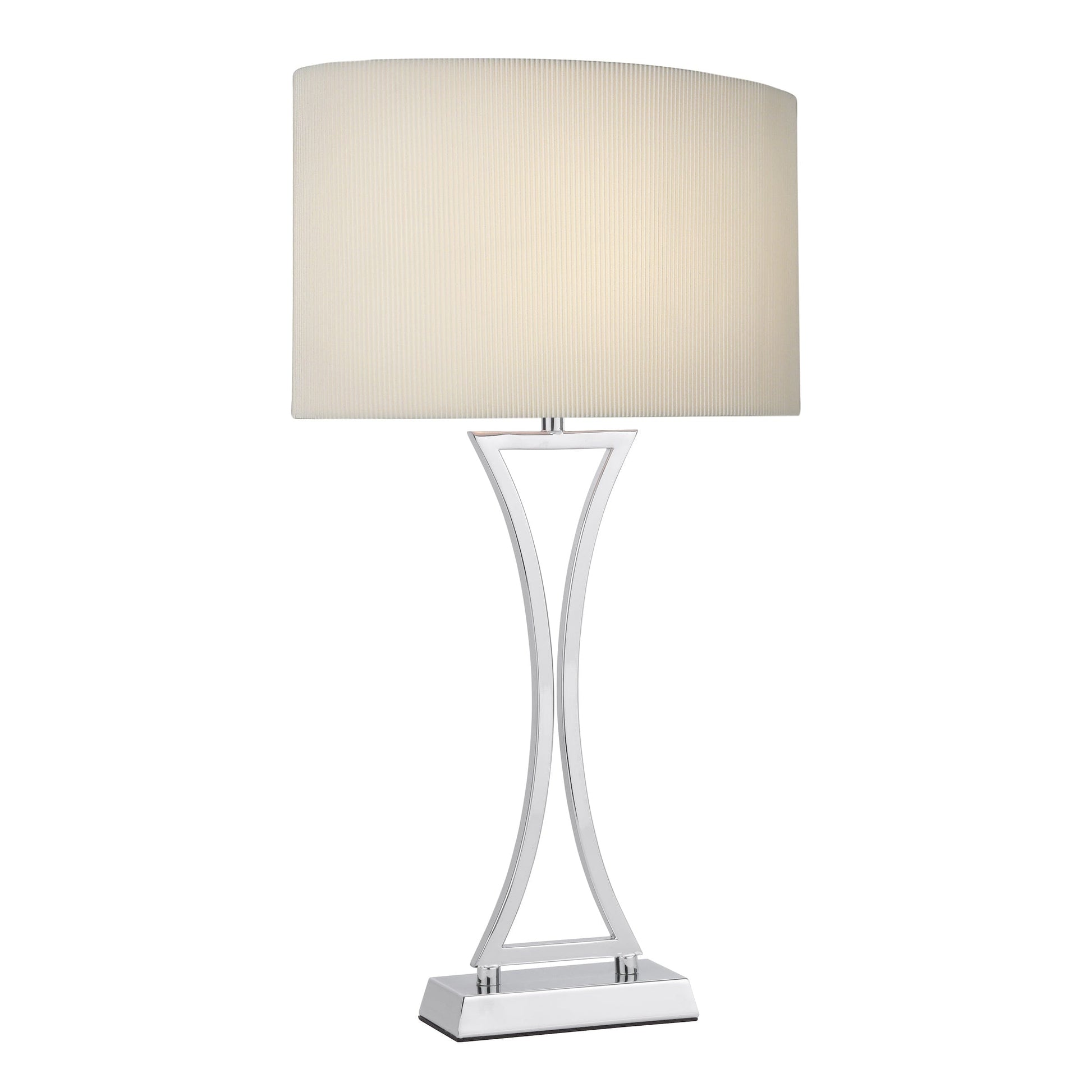 dar lighting Oporto Table Lamp Polished Chrome With Cream Shade OPO4150