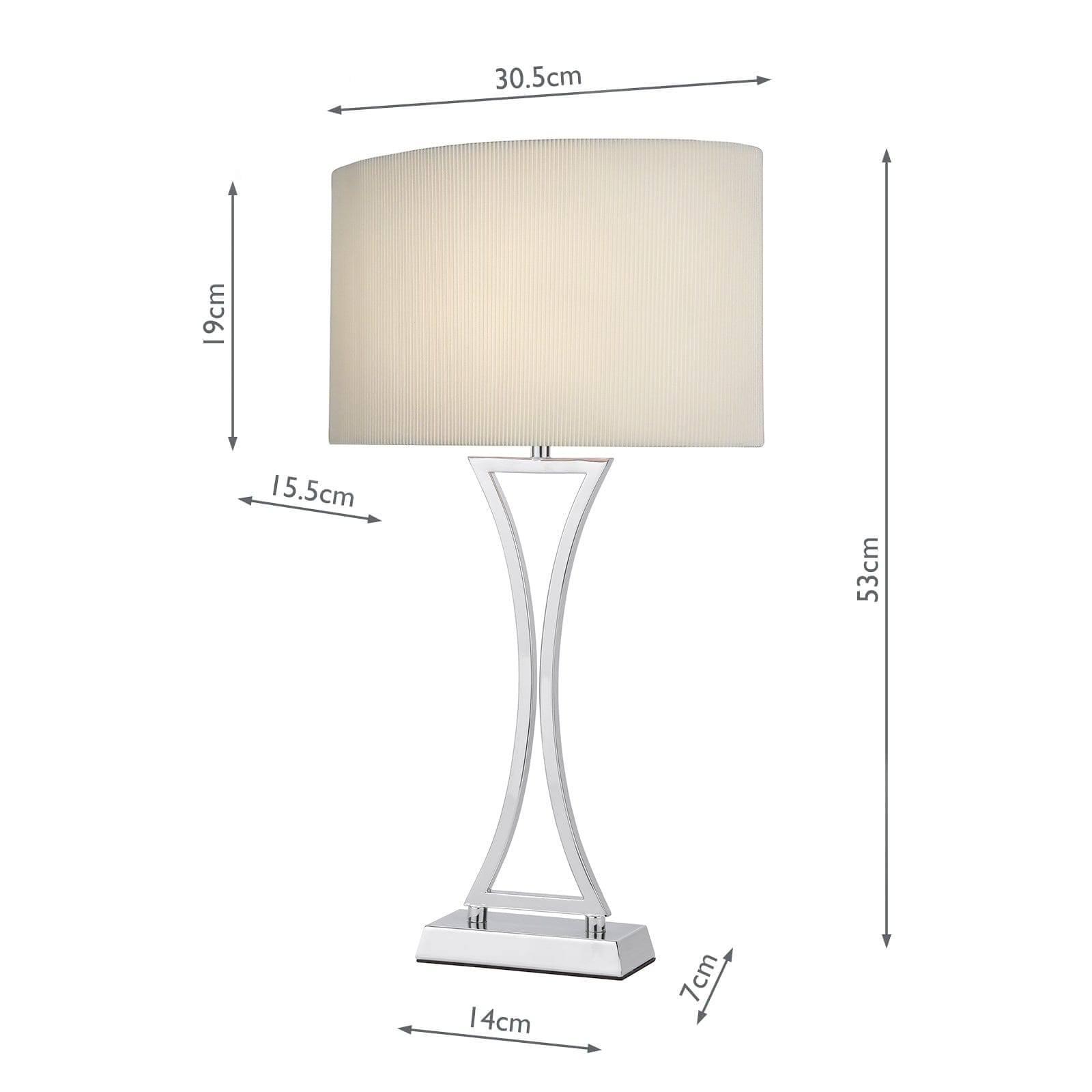 dar lighting Oporto Table Lamp Polished Chrome With Cream Shade OPO4150