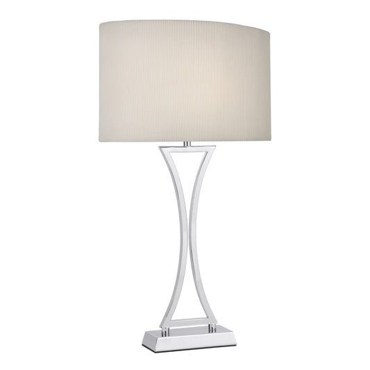dar lighting Oporto Table Lamp Polished Chrome With Cream Shade OPO4150