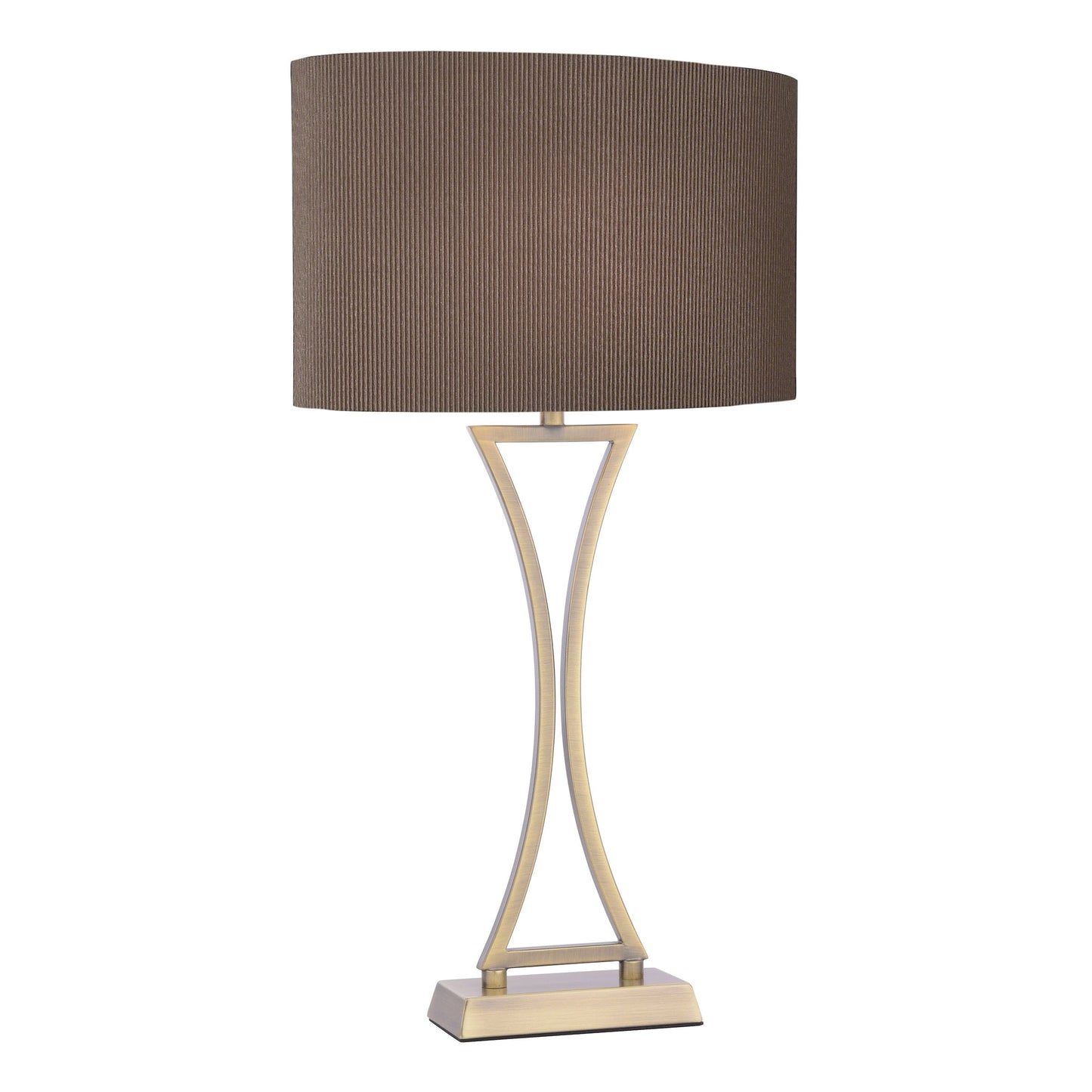 dar lighting Oporto Wavy Table Lamp Antique Brass With Brown Shade OPO4175