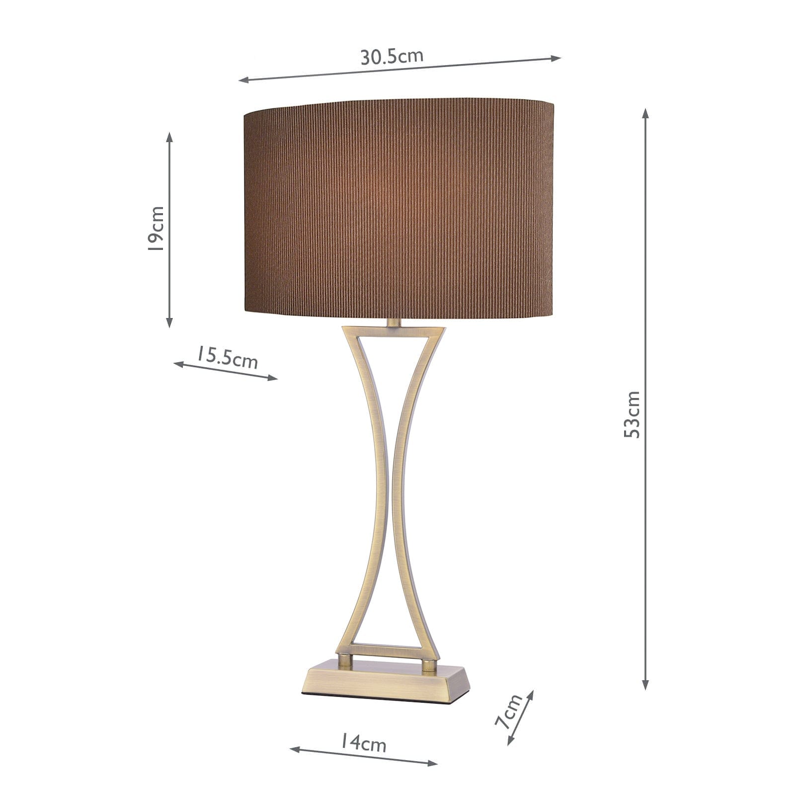 dar lighting Oporto Wavy Table Lamp Antique Brass With Brown Shade OPO4175