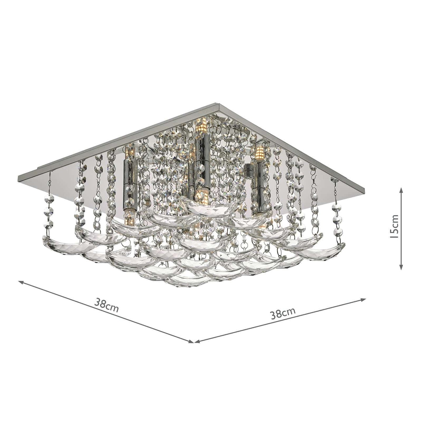 dar lighting Orella 5 Light Flush Polished Chrome & Crystal ORE5450