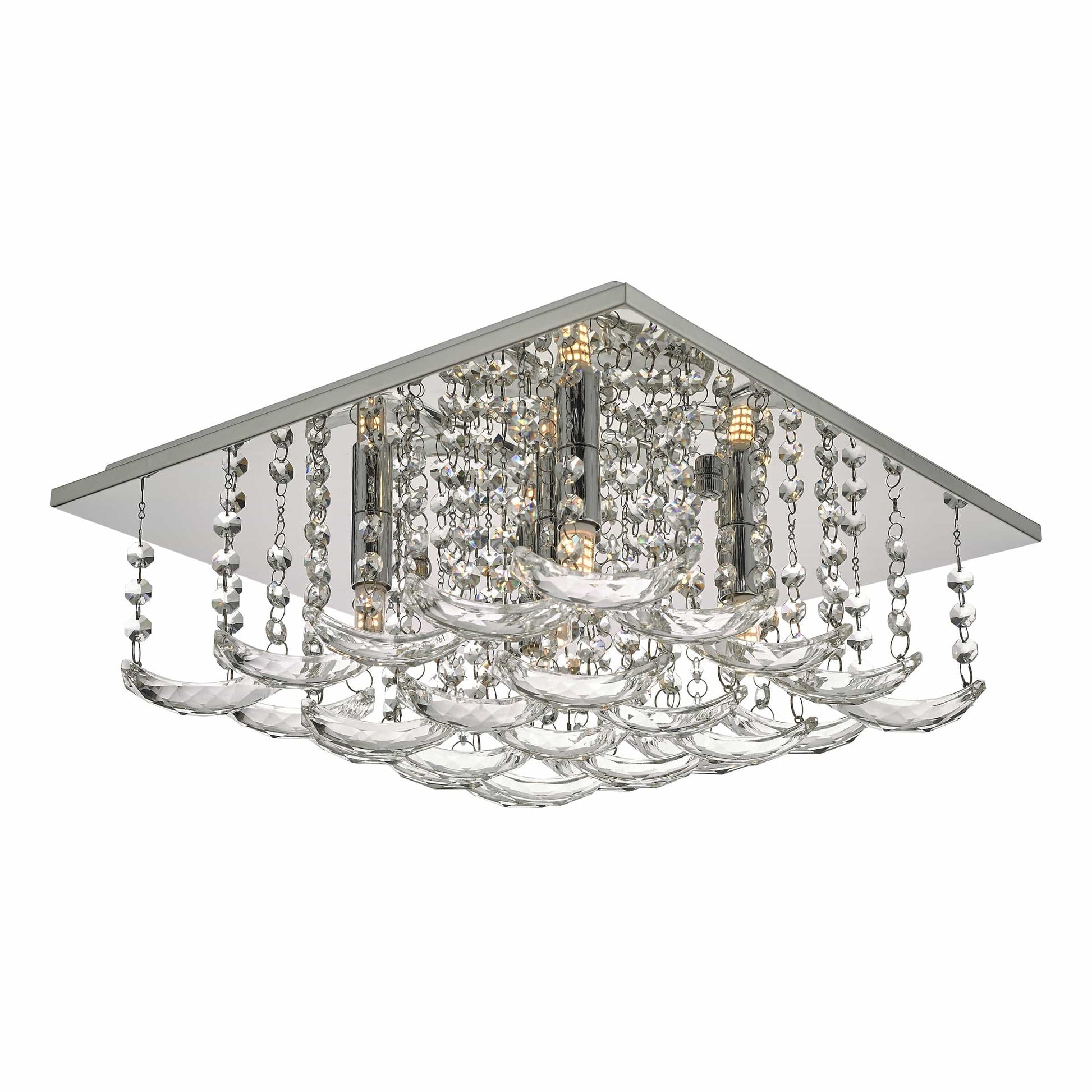 dar lighting Orella 5 Light Flush Polished Chrome & Crystal ORE5450