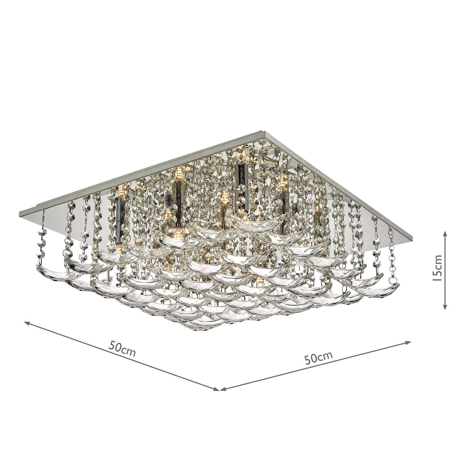 dar lighting Orella 9 Light Flush Polished Chrome & Crystal ORE1350