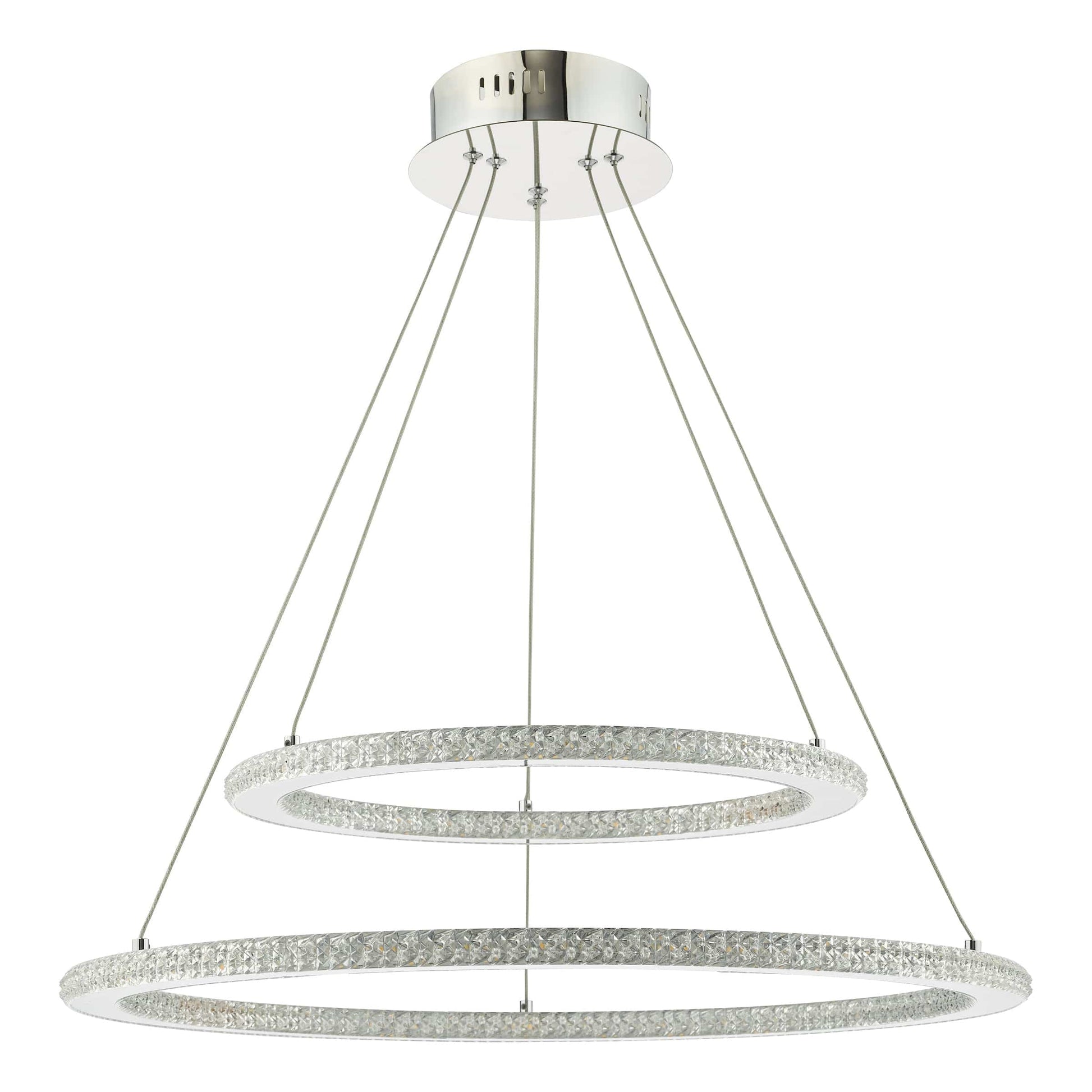 dar lighting Orion 2 Ring Pendant Polished Chrome LED ORI2550