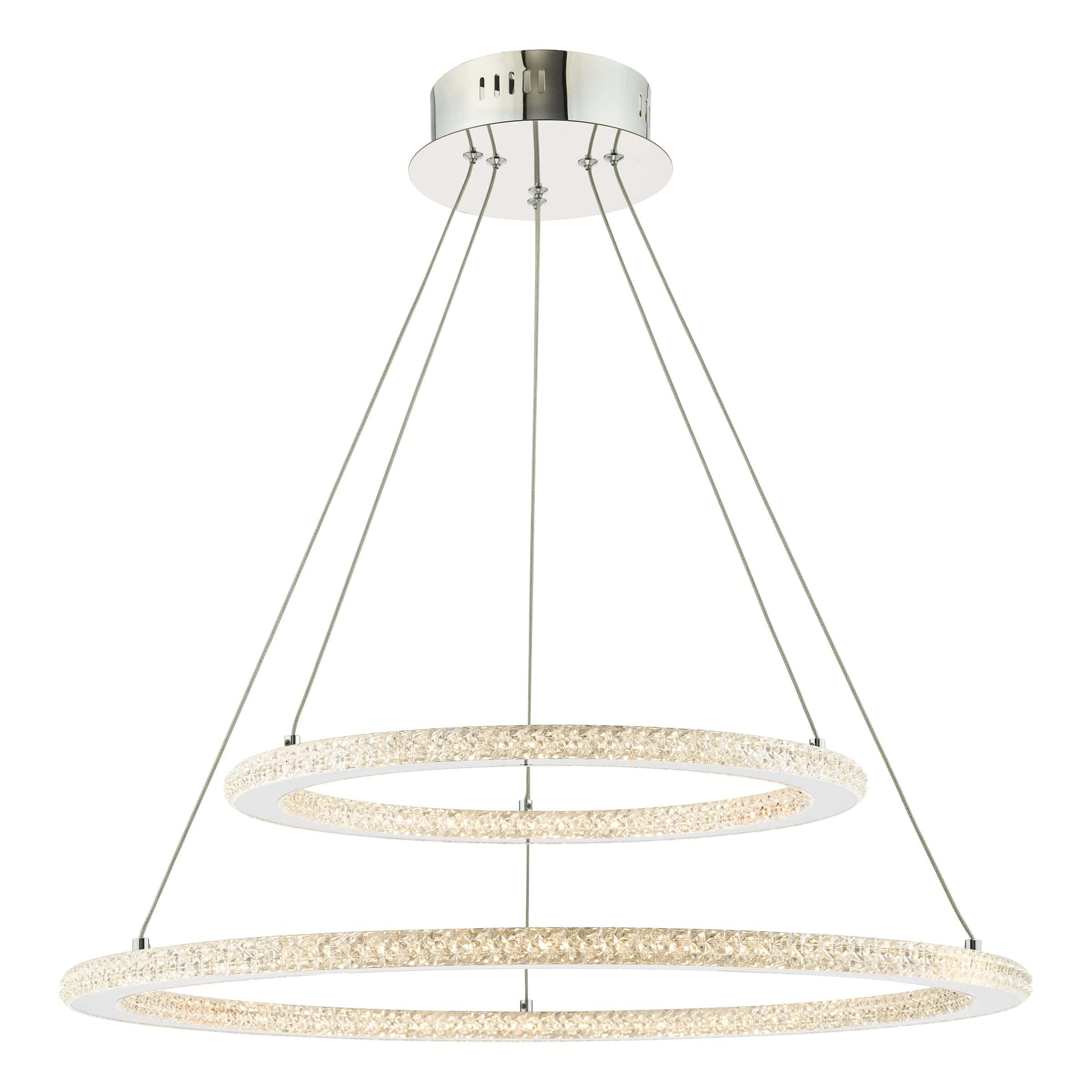 dar lighting Orion 2 Ring Pendant Polished Chrome LED ORI2550