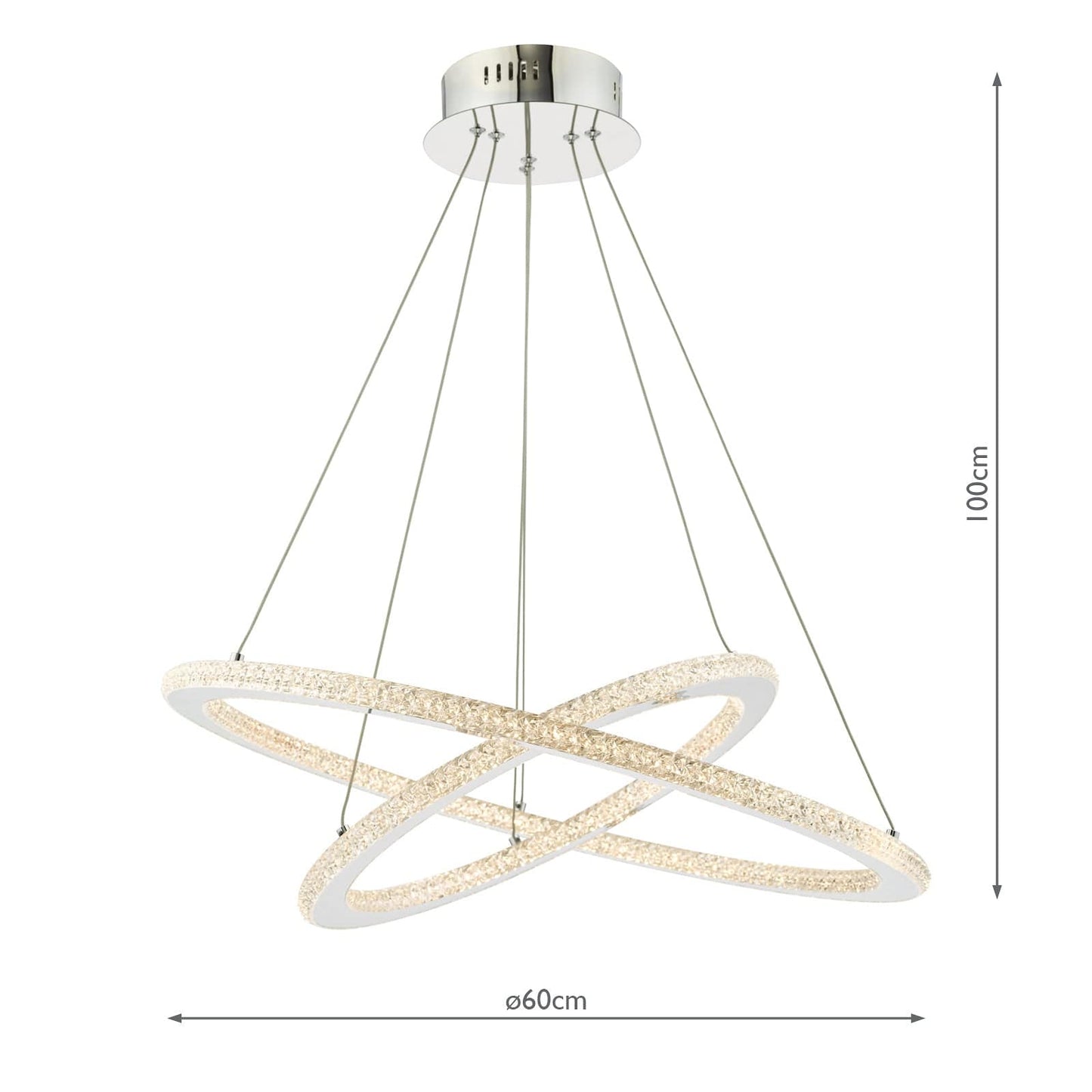 dar lighting Orion 2 Ring Pendant Polished Chrome LED ORI2550