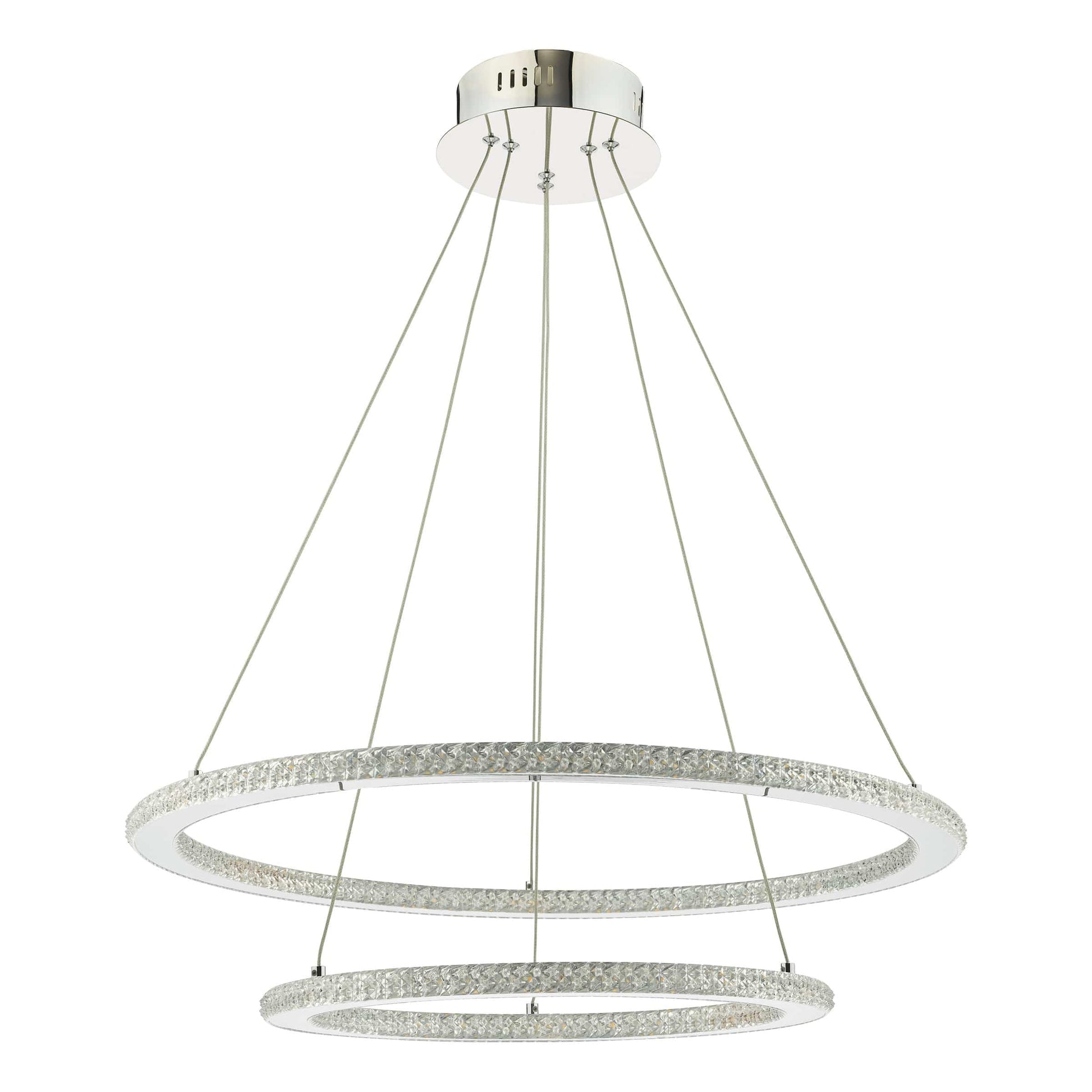 dar lighting Orion 2 Ring Pendant Polished Chrome LED ORI2550