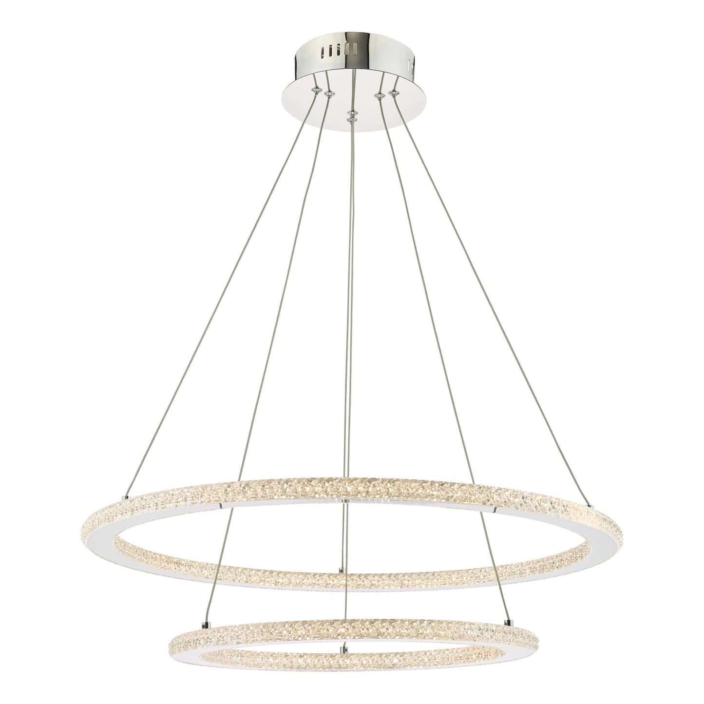 dar lighting Orion 2 Ring Pendant Polished Chrome LED ORI2550