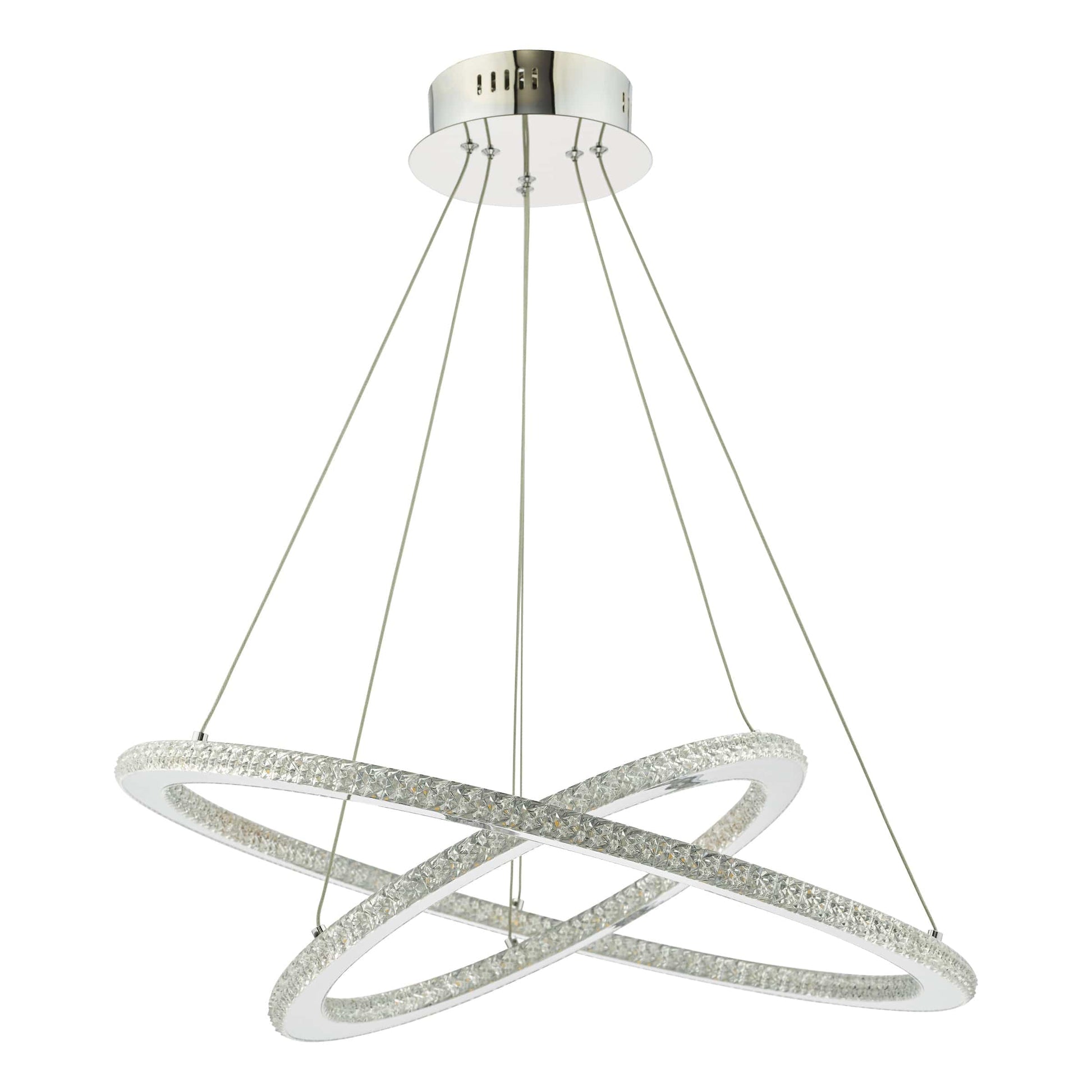 dar lighting Orion 2 Ring Pendant Polished Chrome LED ORI2550