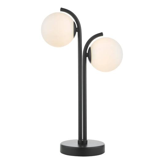 dar lighting Orlena 2 Light Table Lamp Matt Black and Opal Glass ORL4222