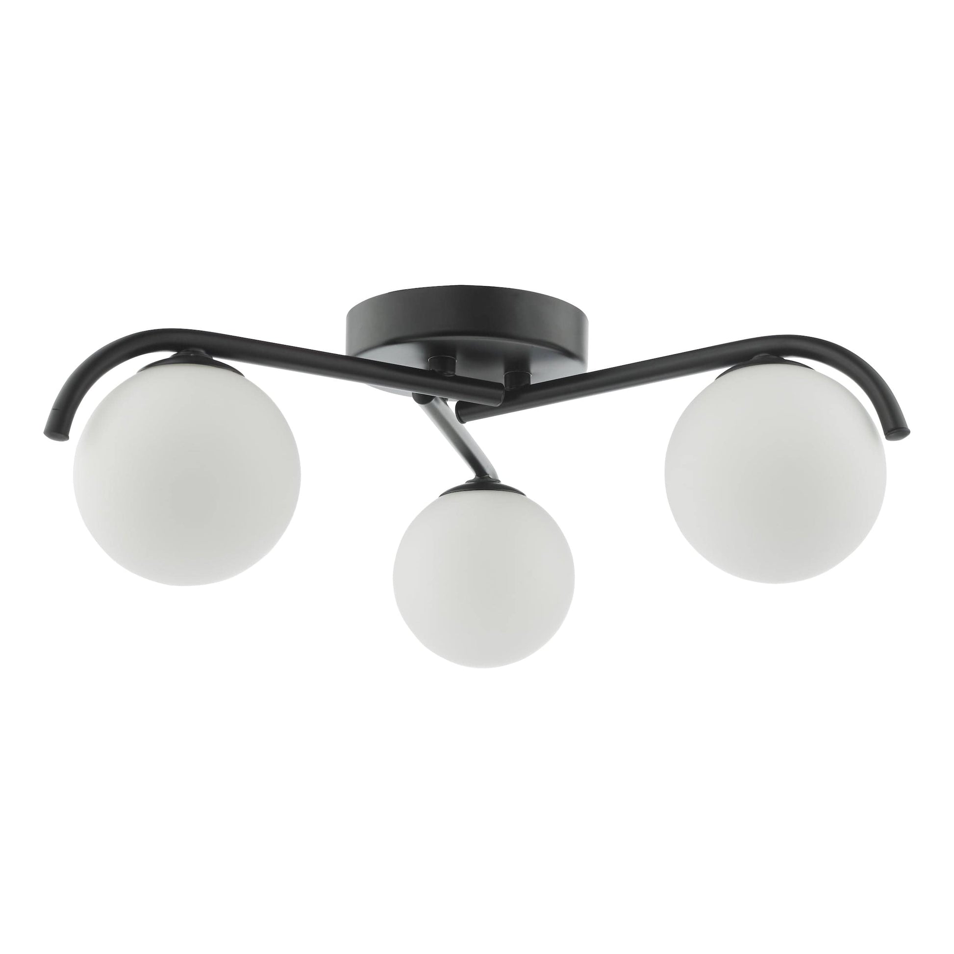 dar lighting Orlena 3 Light Semi-Flush Matt Black and Opal Glass ORL5322