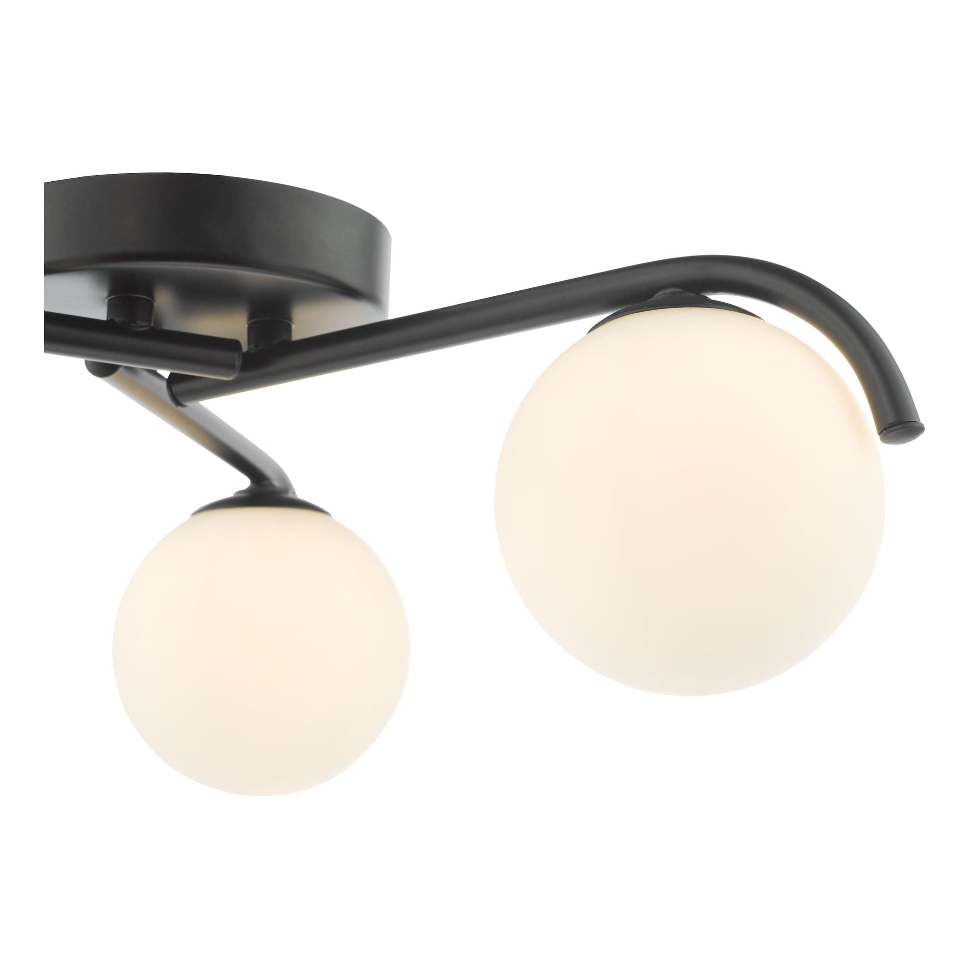 dar lighting Orlena 3 Light Semi-Flush Matt Black and Opal Glass ORL5322