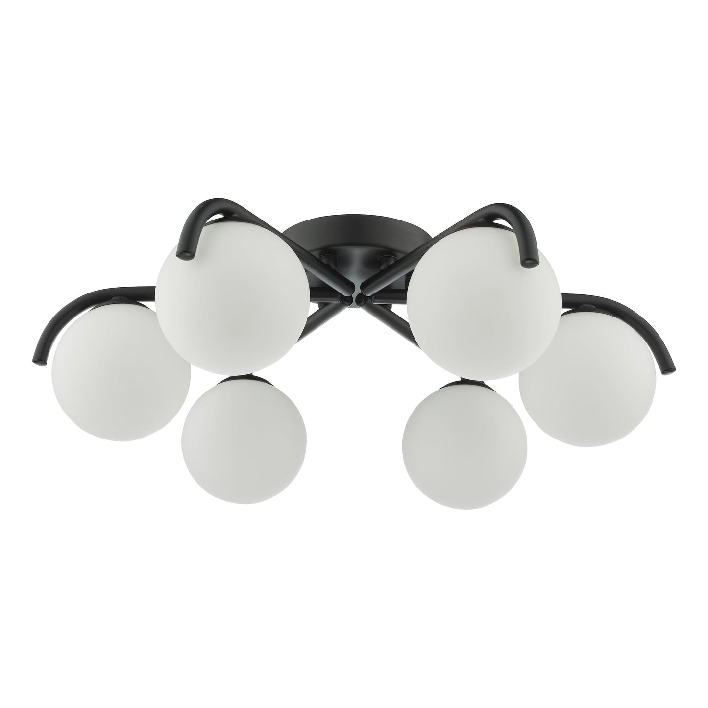 dar lighting Orlena 6 Light Semi-Flush Matt Black and Opal Glass ORL6422