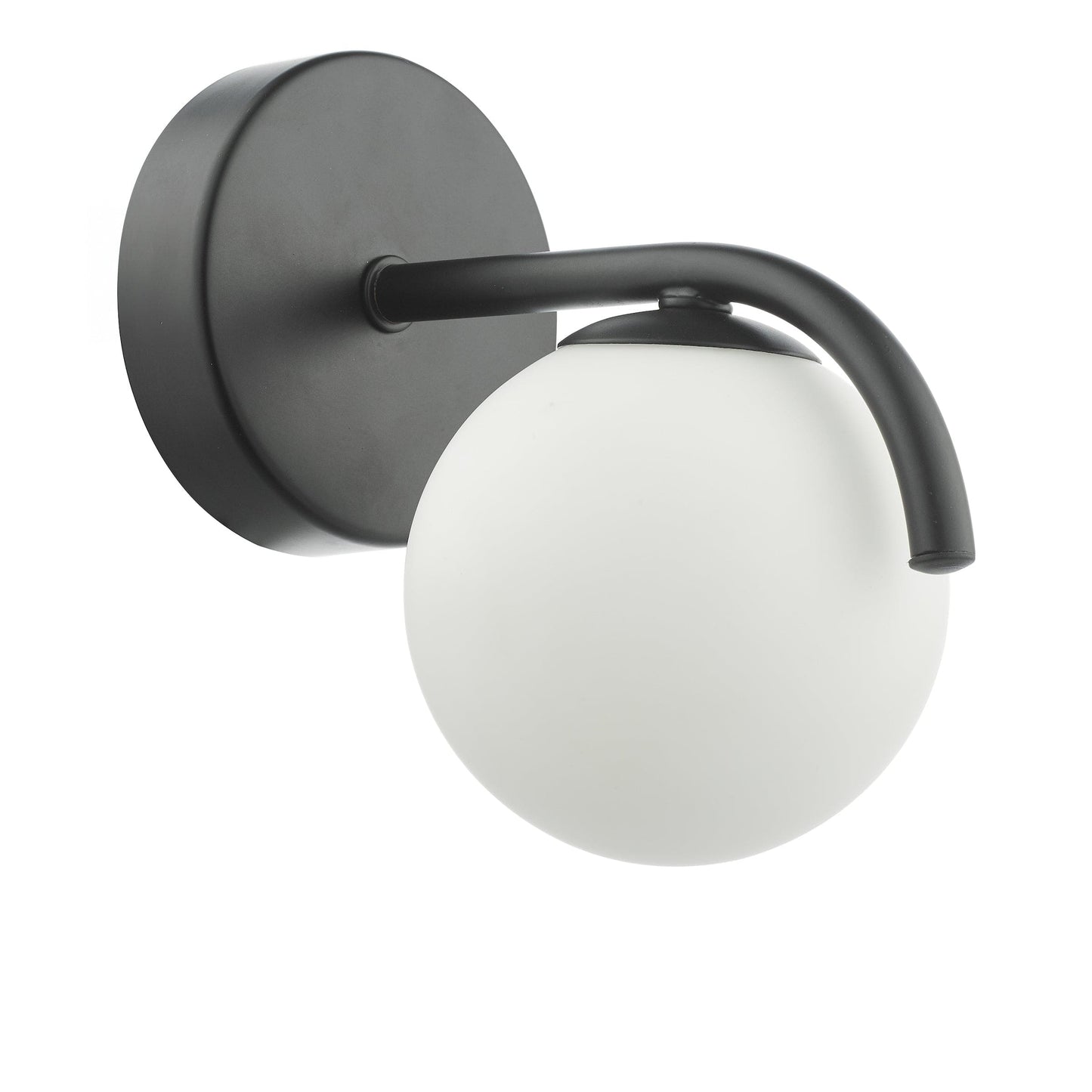 dar lighting Orlena Wall Light Matt Black and Opal Glass ORL0722