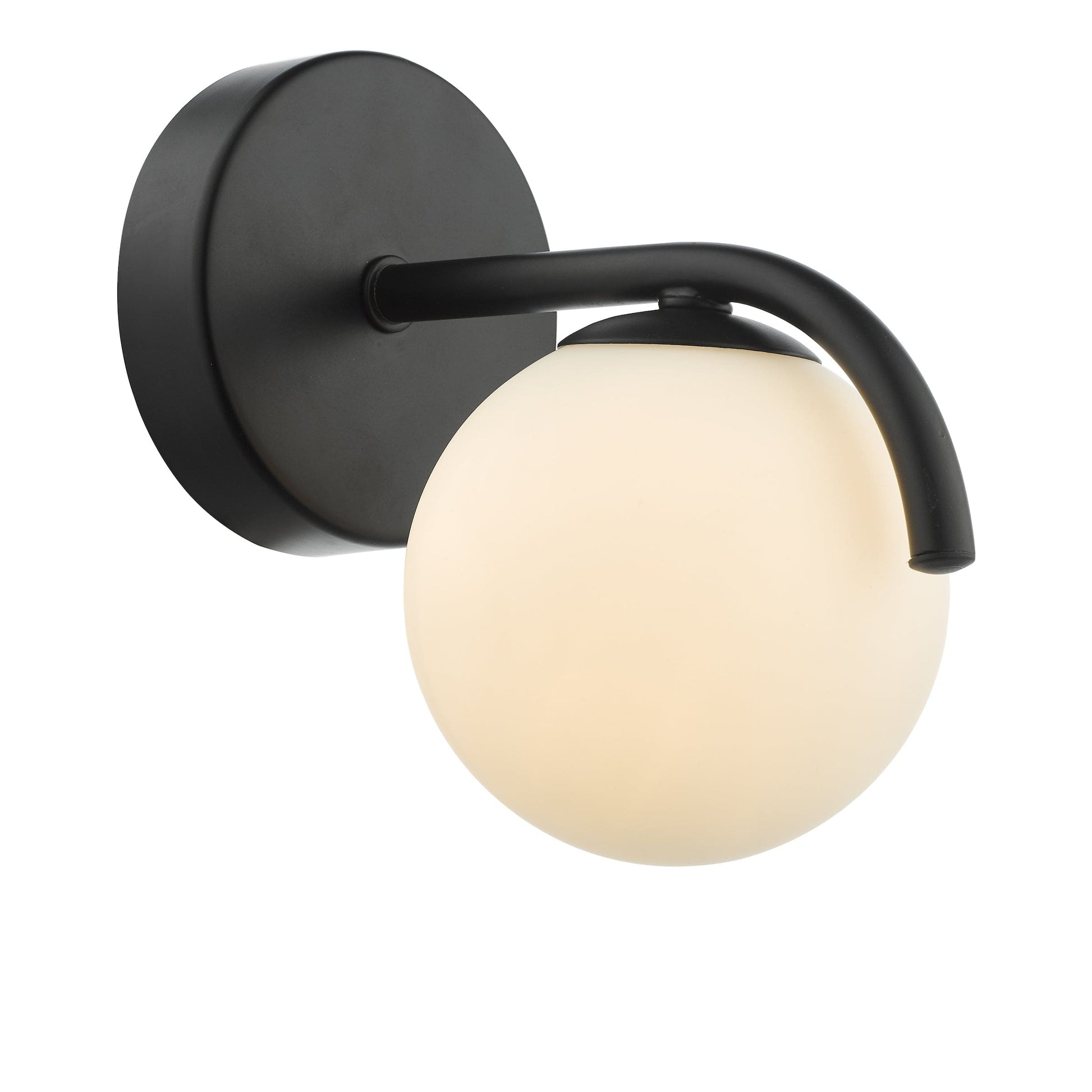 dar lighting Orlena Wall Light Matt Black and Opal Glass ORL0722