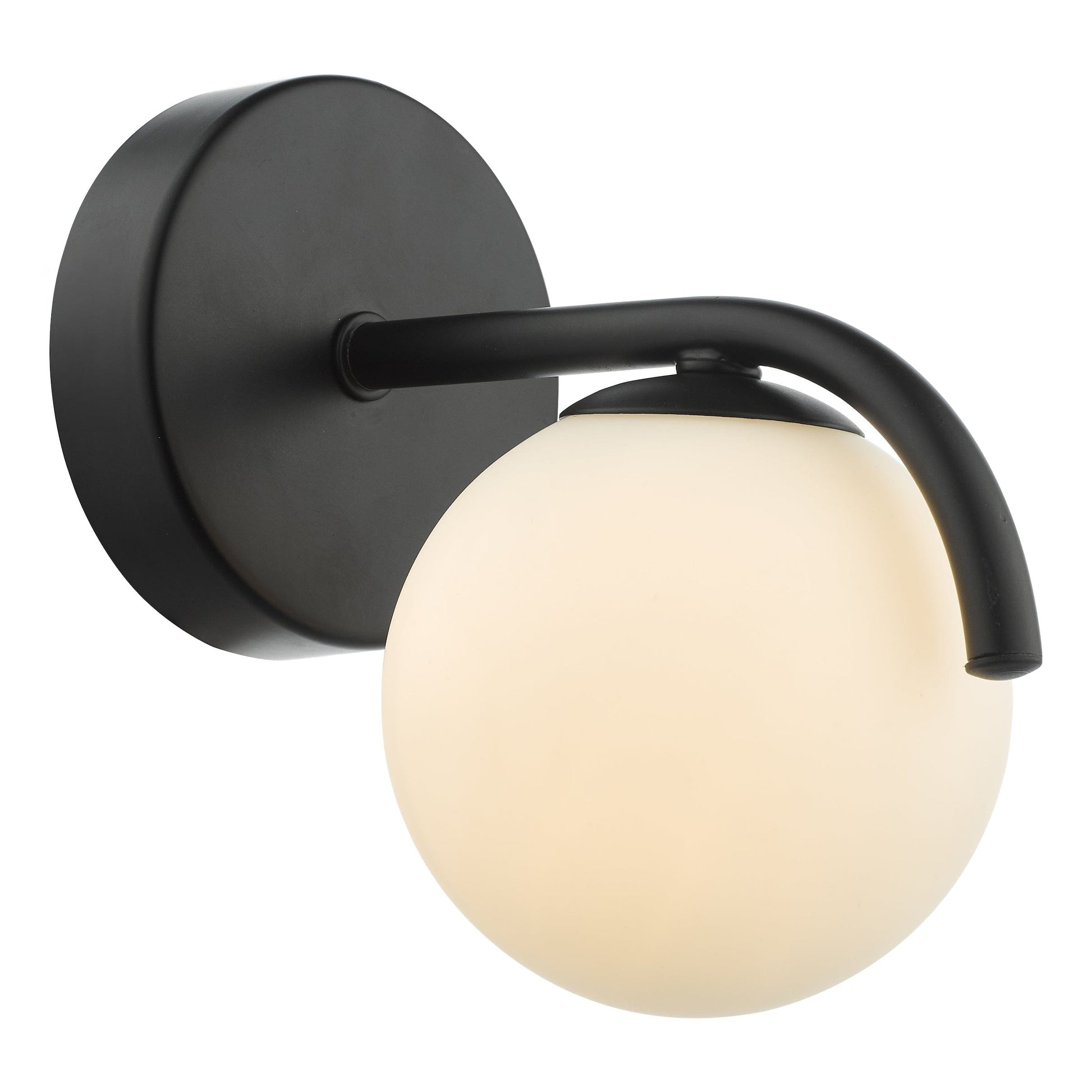 dar lighting Orlena Wall Light Matt Black and Opal Glass ORL0722