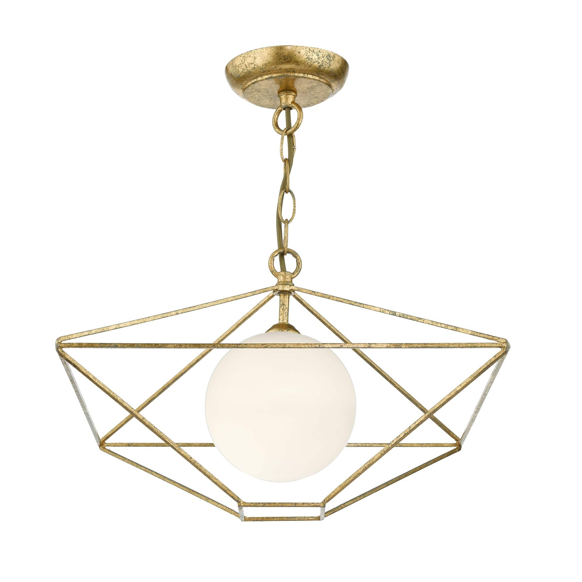 dar lighting Orsini 1 Light Pendant Antique Gold Opal Glass Shade ORS0135