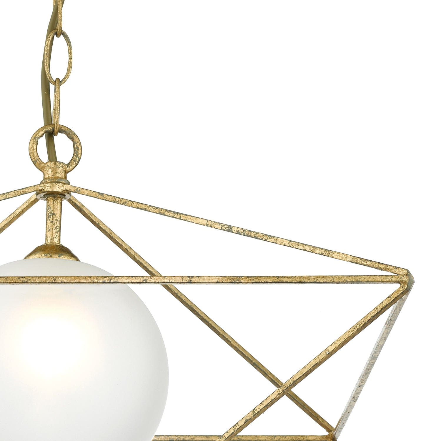 dar lighting Orsini 1 Light Pendant Antique Gold Opal Glass Shade ORS0135