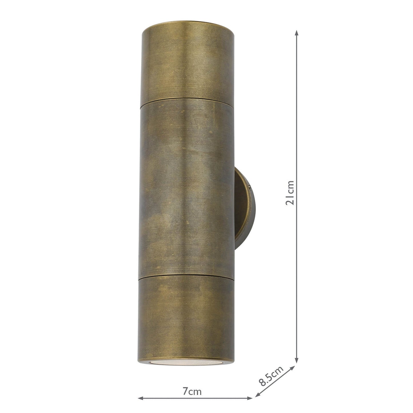 dar lighting Ortega Outdoor 2 Light Wall Light Natural Brass IP65 ORT3275