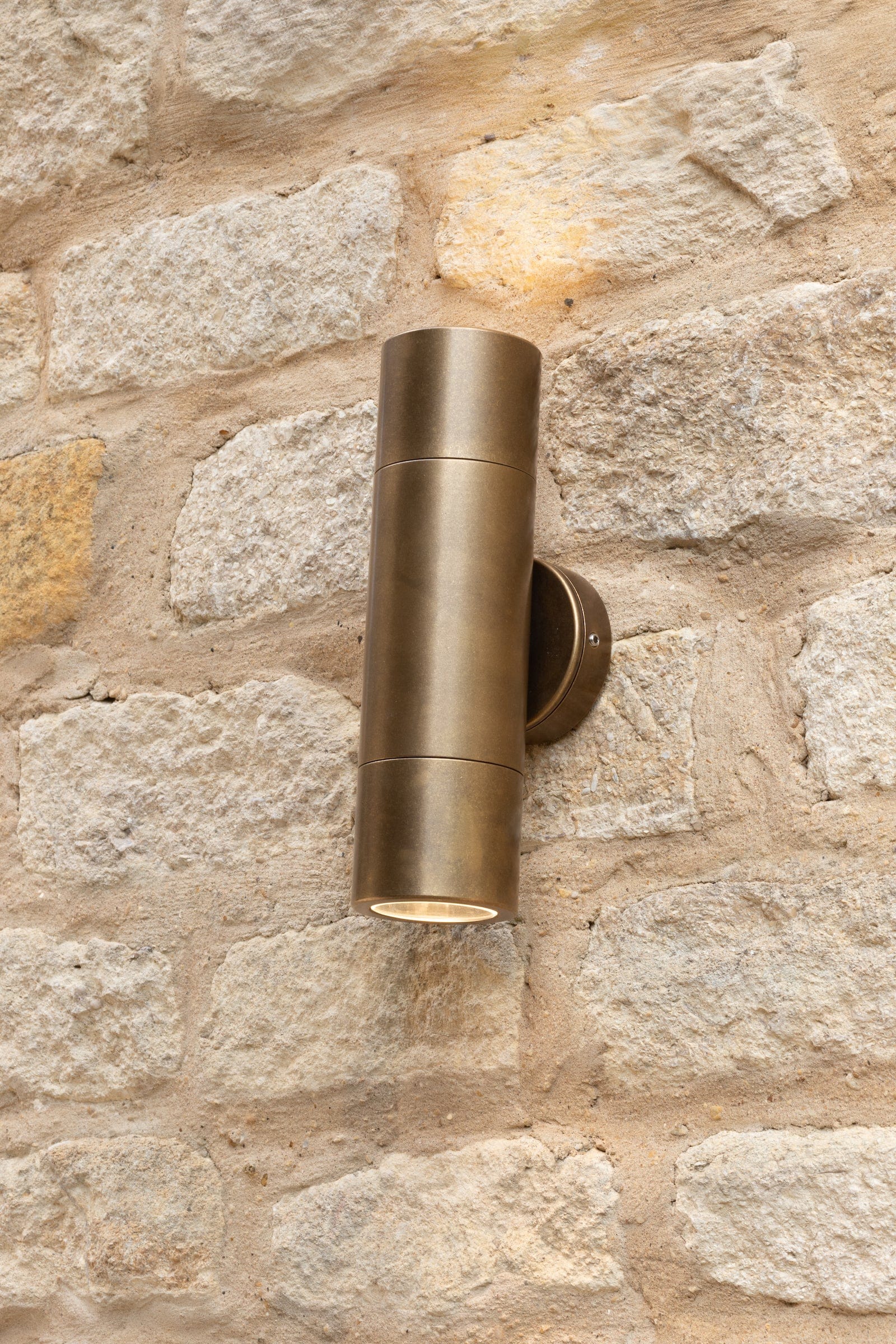 dar lighting Ortega Outdoor 2 Light Wall Light Natural Brass IP65 ORT3275