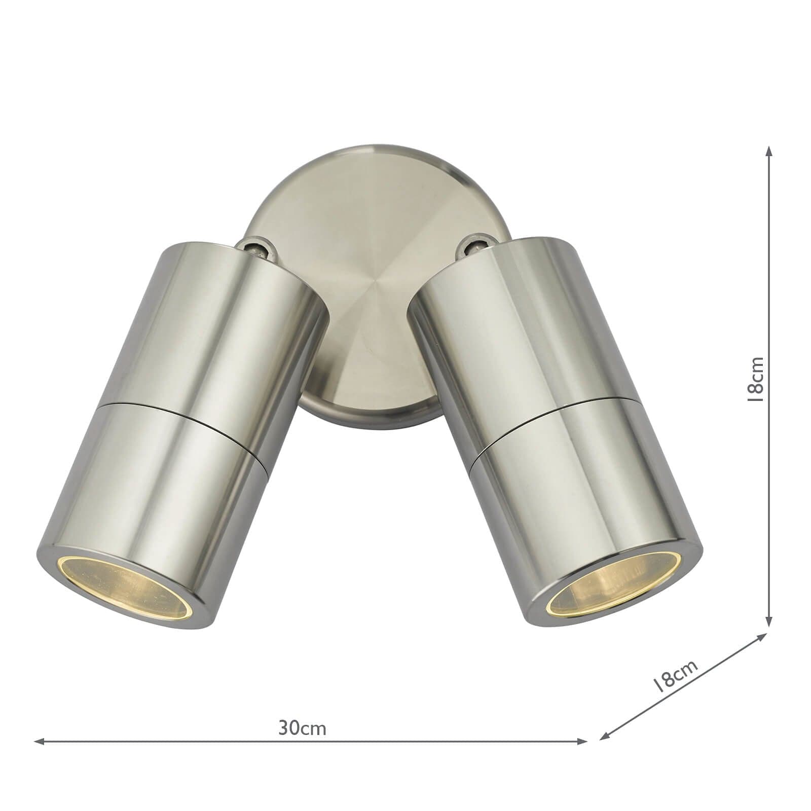 dar lighting Ortega Outdoor 2 Light Wall Spotlight Aluminium IP65 ORT0968