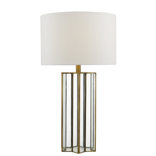 dar lighting Osuna Table Lamp Natural Brass Glass With Shade OSU4242