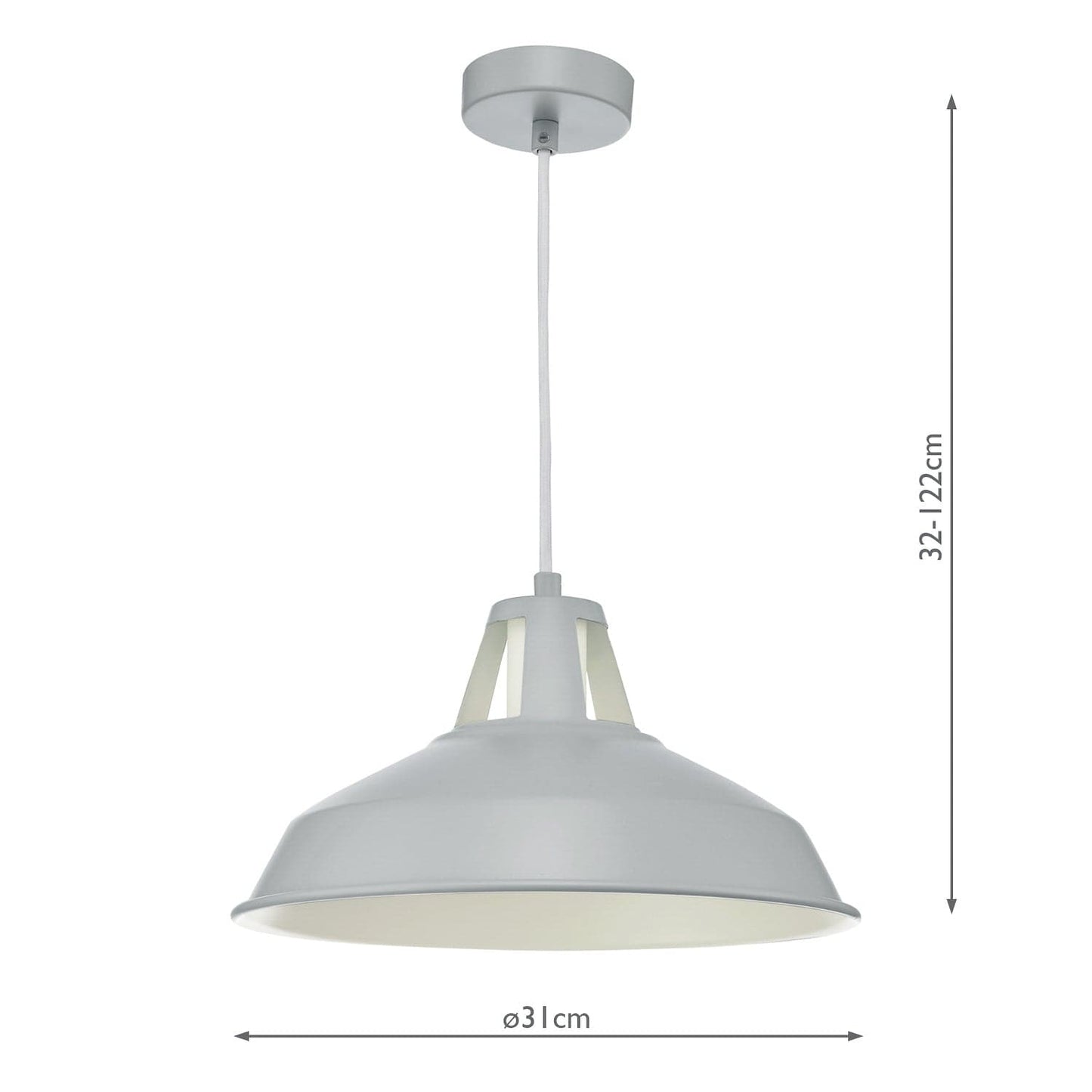 dar lighting Owain 1 Light Pendant Grey OWA0139