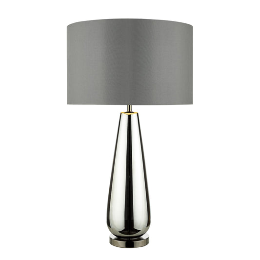 dar lighting Pablo Table Lamp Black Chrome Smoked Glass With Shade PAB4267