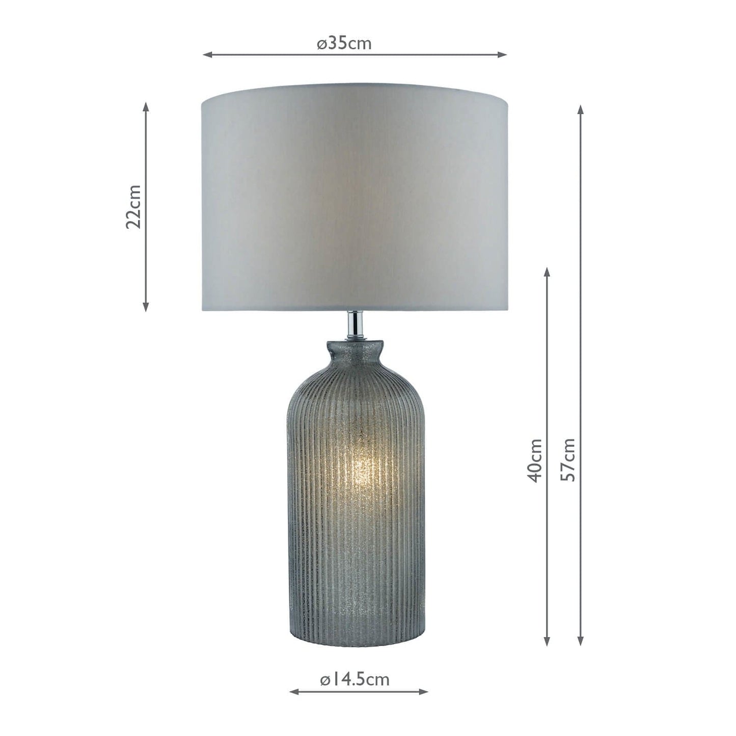 dar lighting Pamplona Dual Light Table Lamp Grey Glass With Shade PAM4239