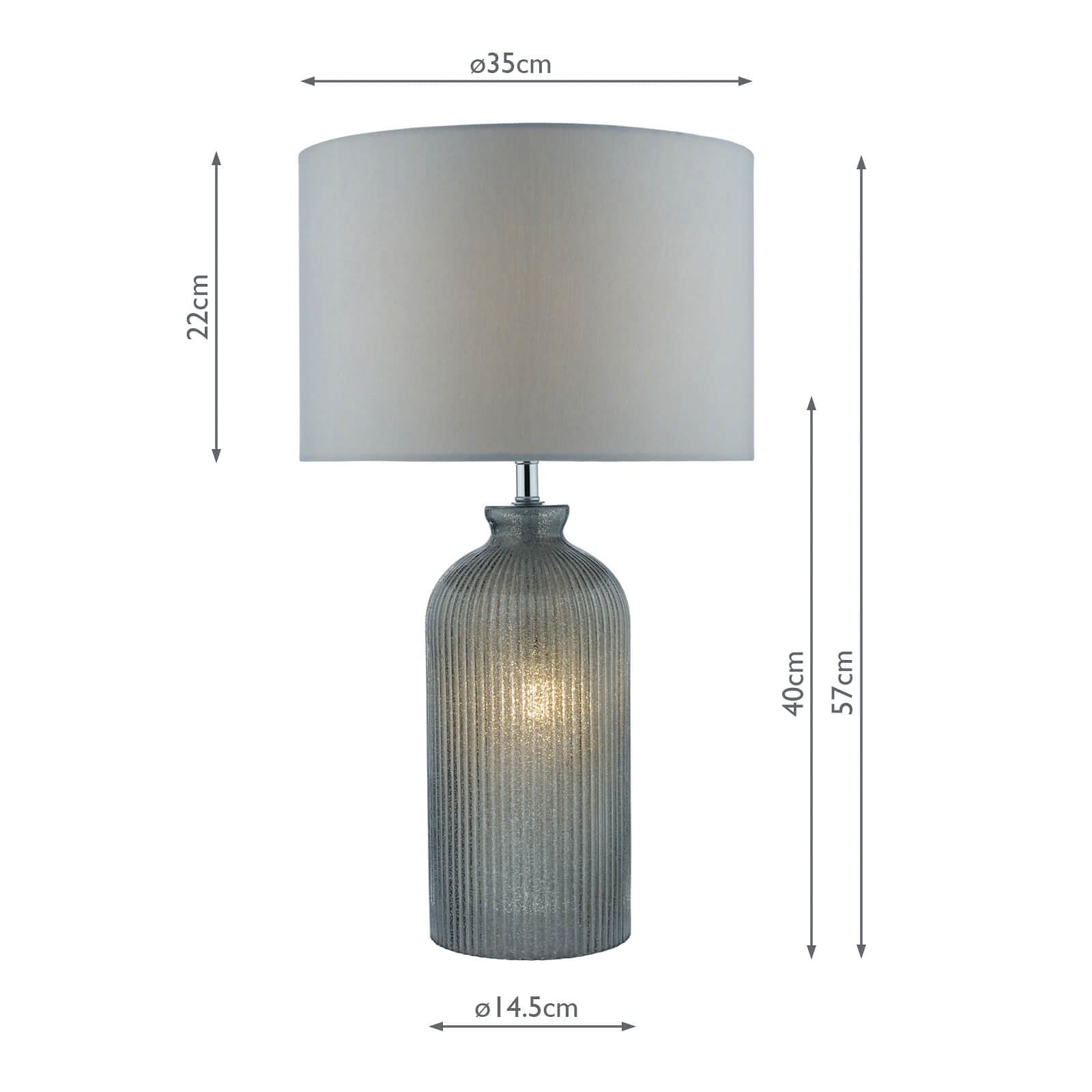 dar lighting Pamplona Dual Light Table Lamp Grey Glass With Shade PAM4239