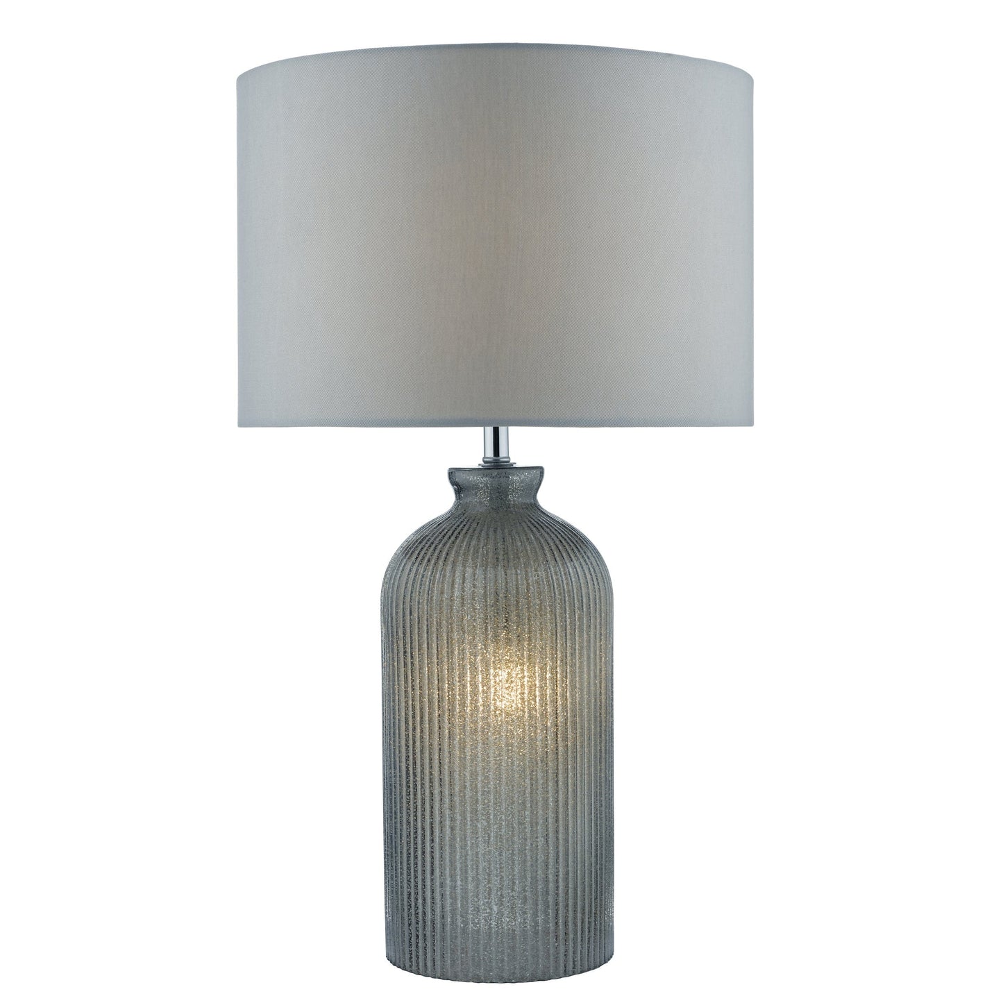 dar lighting Pamplona Dual Light Table Lamp Grey Glass With Shade PAM4239