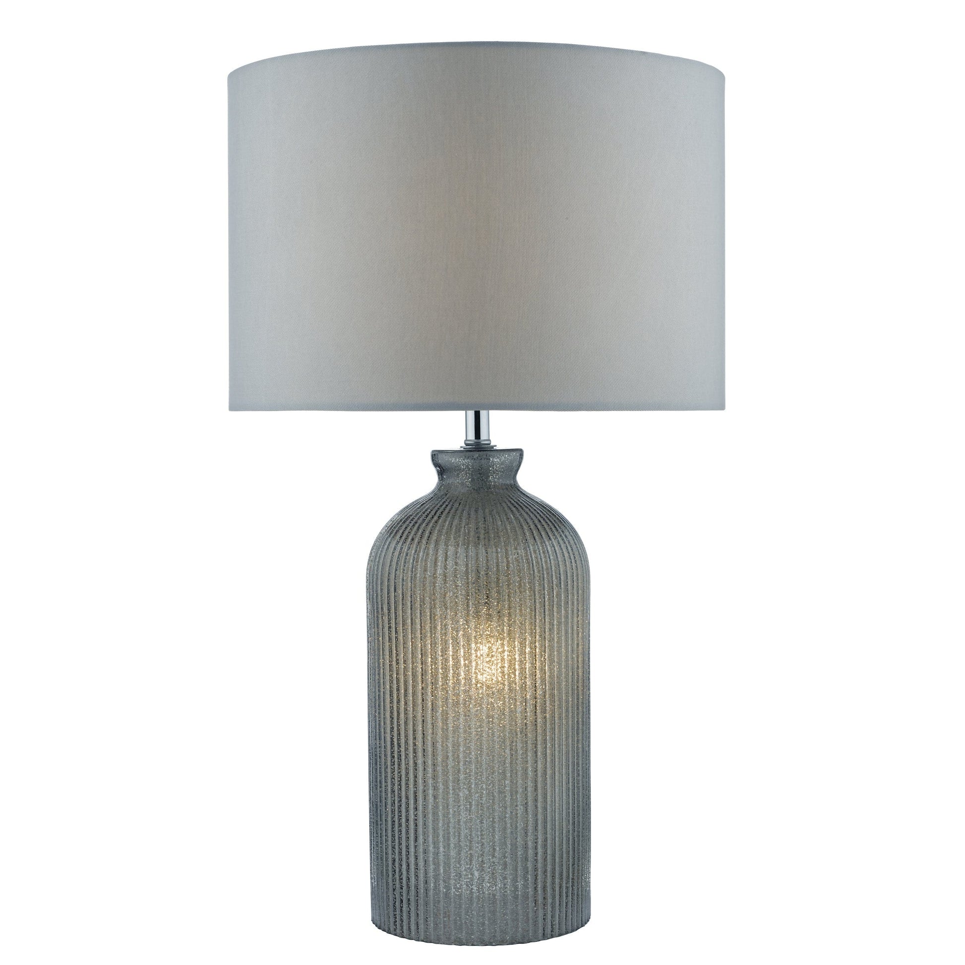 dar lighting Pamplona Dual Light Table Lamp Grey Glass With Shade PAM4239