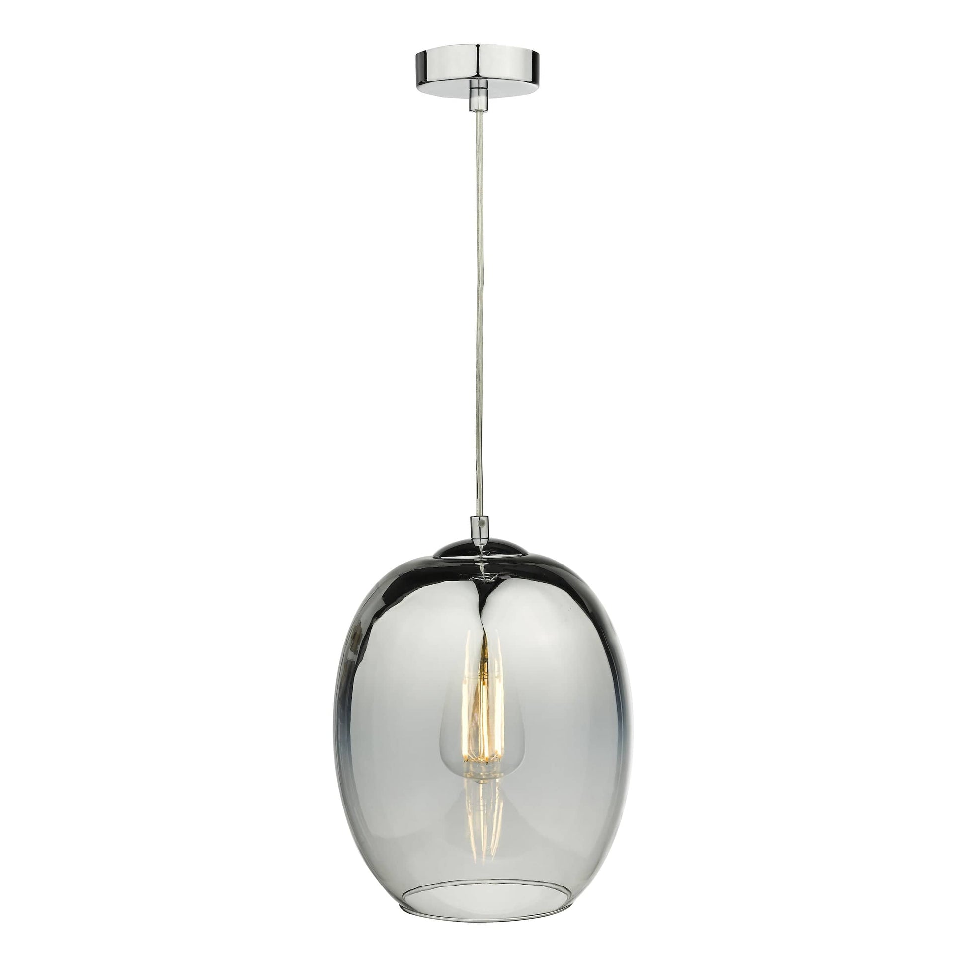 dar lighting Patrice 1 Light Pendant Silver Glass PAT0132