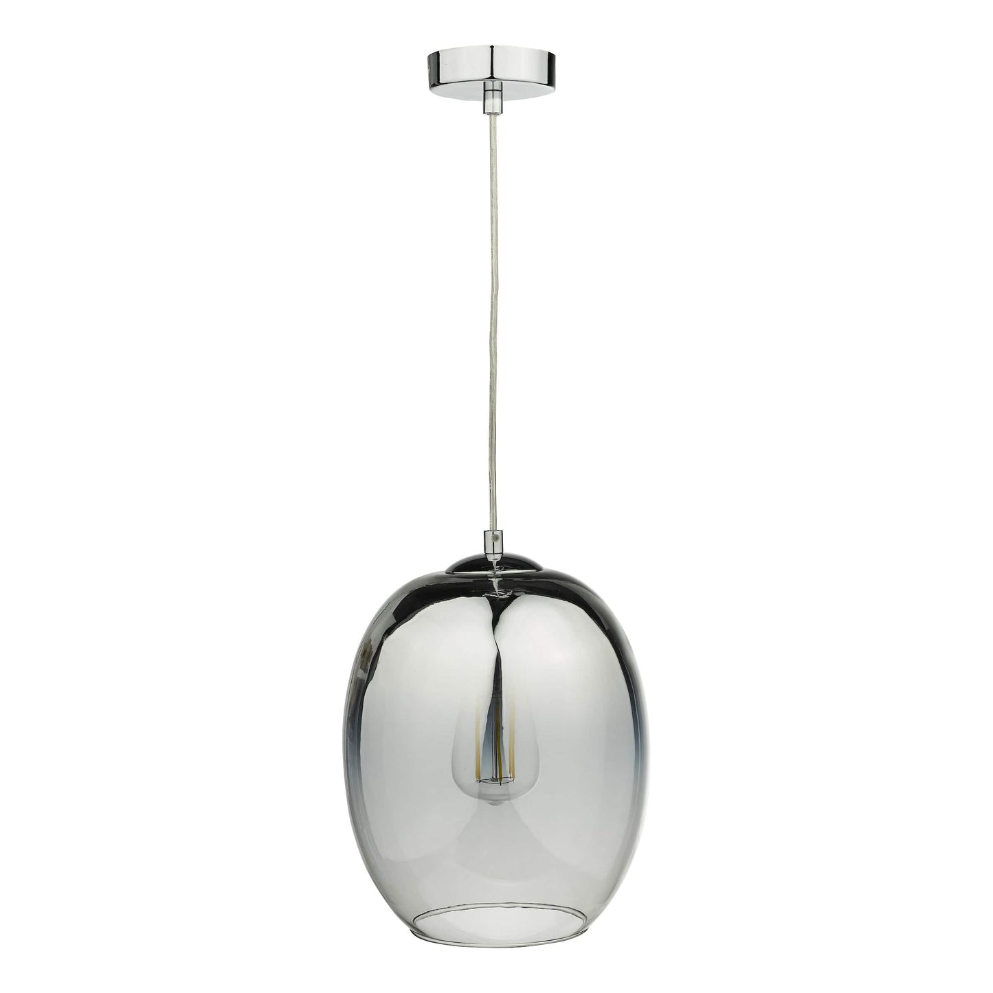 dar lighting Patrice 1 Light Pendant Silver Glass PAT0132