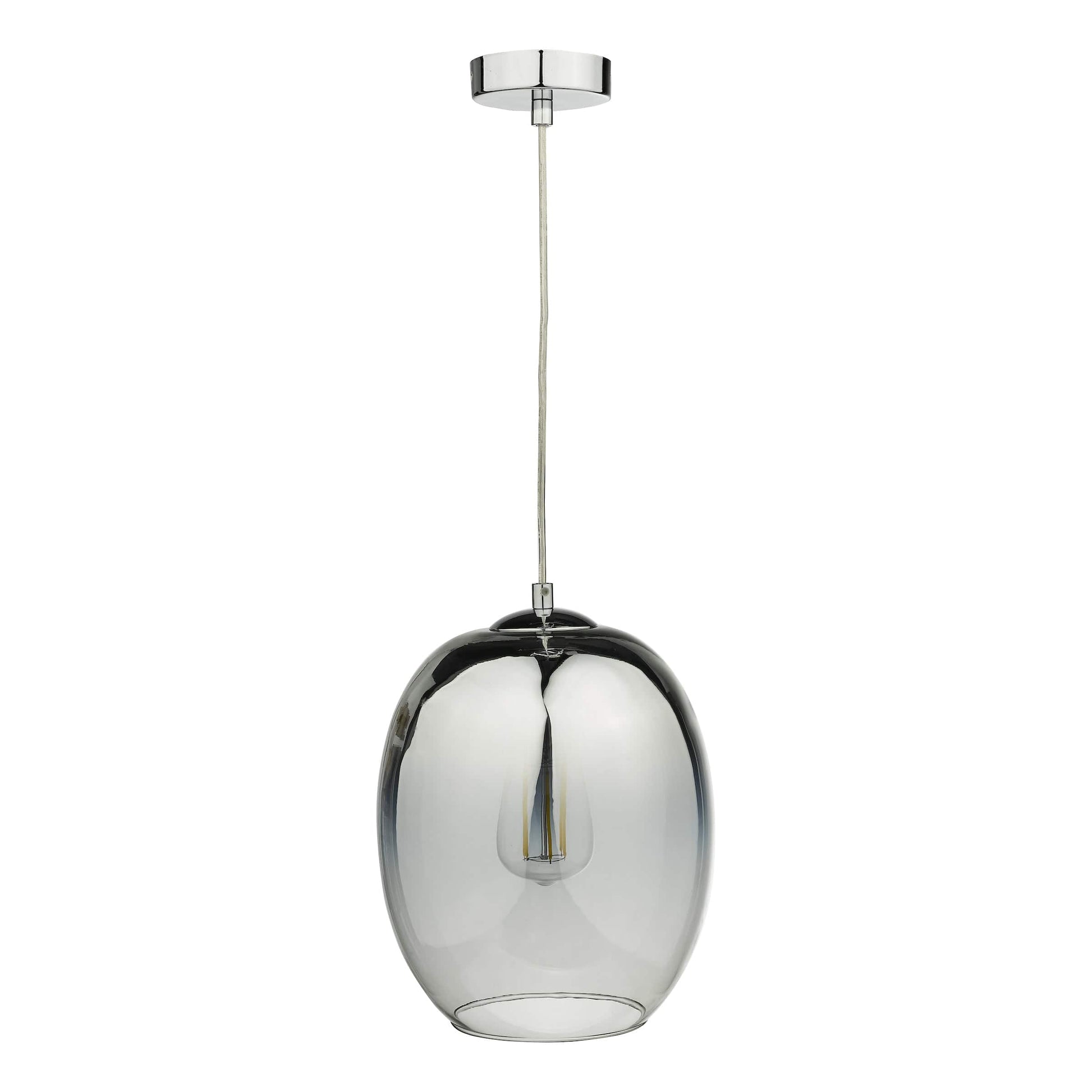 dar lighting Patrice 1 Light Pendant Silver Glass PAT0132