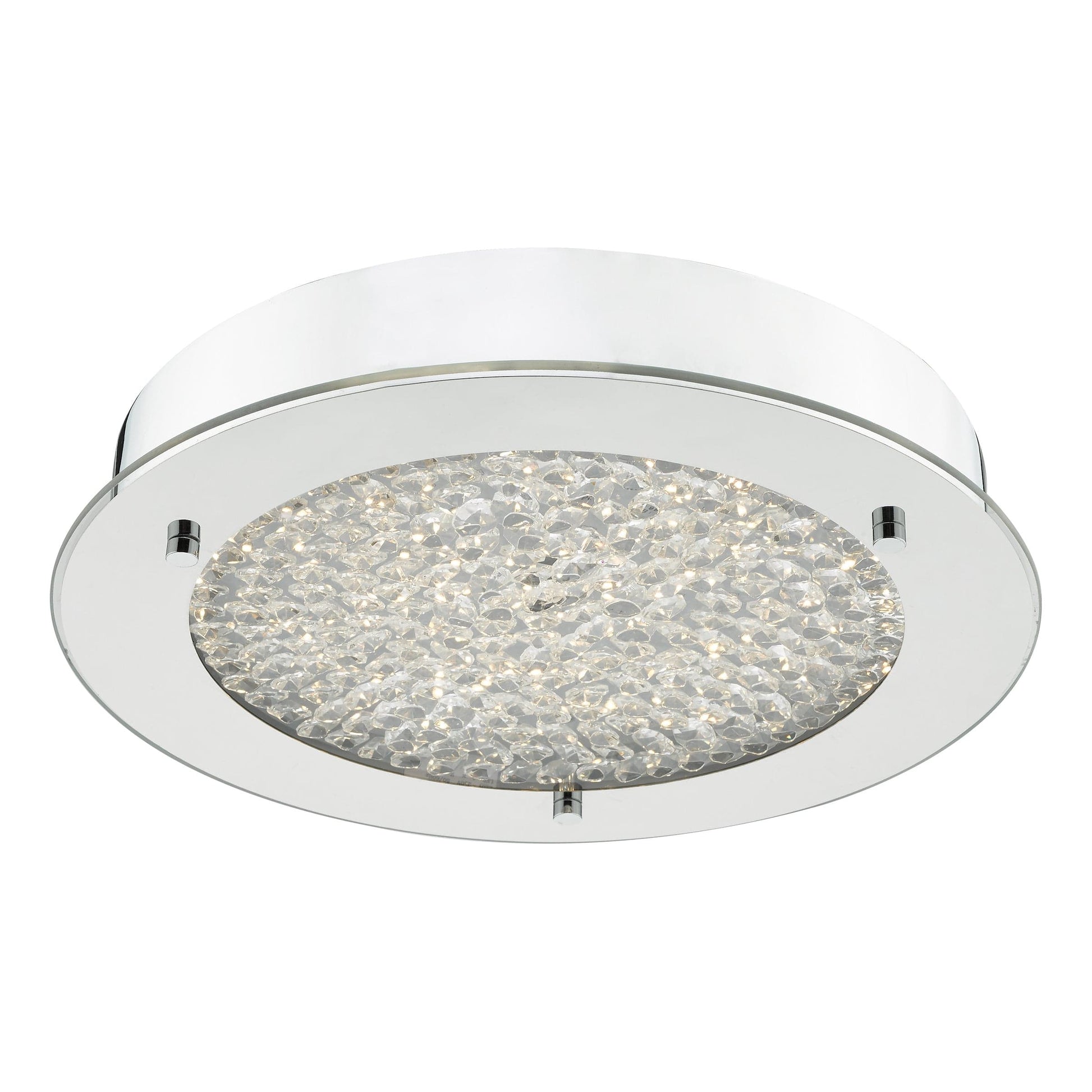 dar lighting Peta Small Bathroom Flush Polished Chrome Crystal Light LED IP44 PET5250