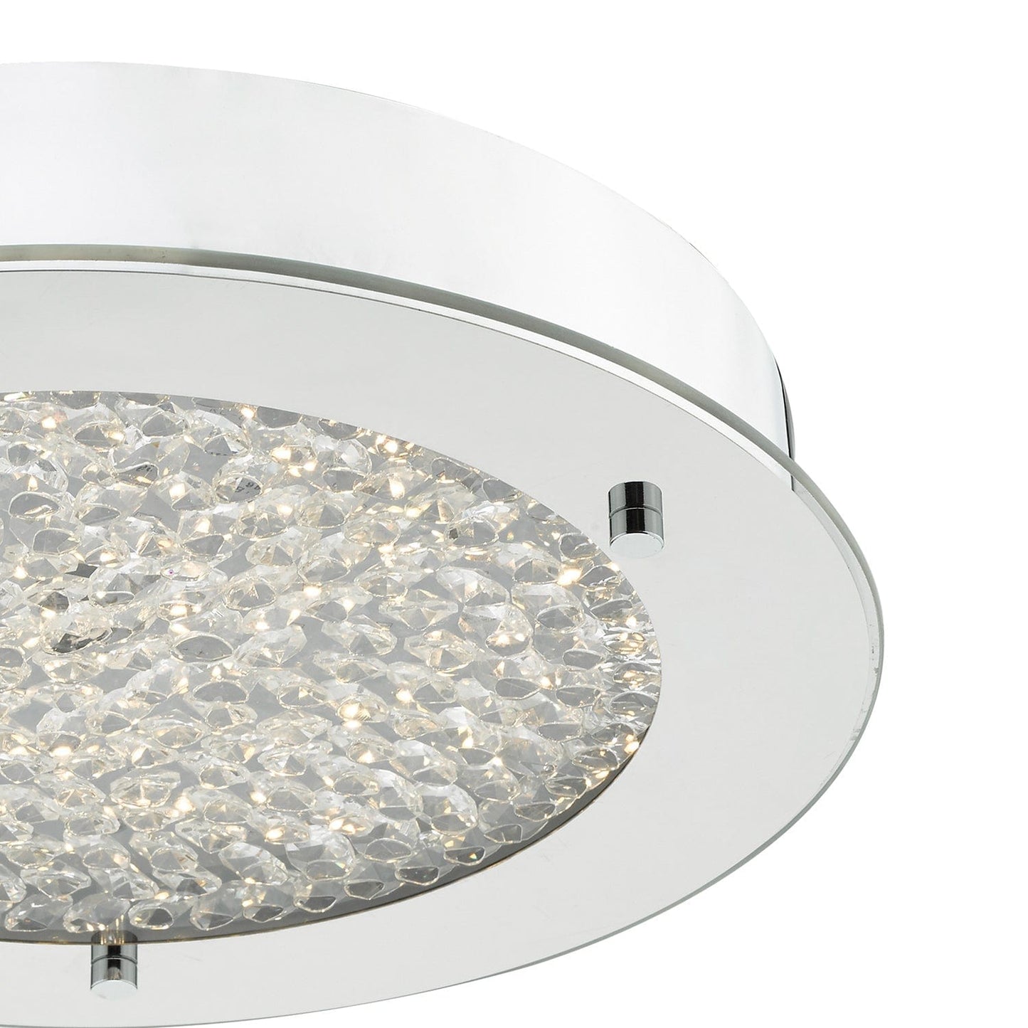 dar lighting Peta Small Bathroom Flush Polished Chrome Crystal Light LED IP44 PET5250