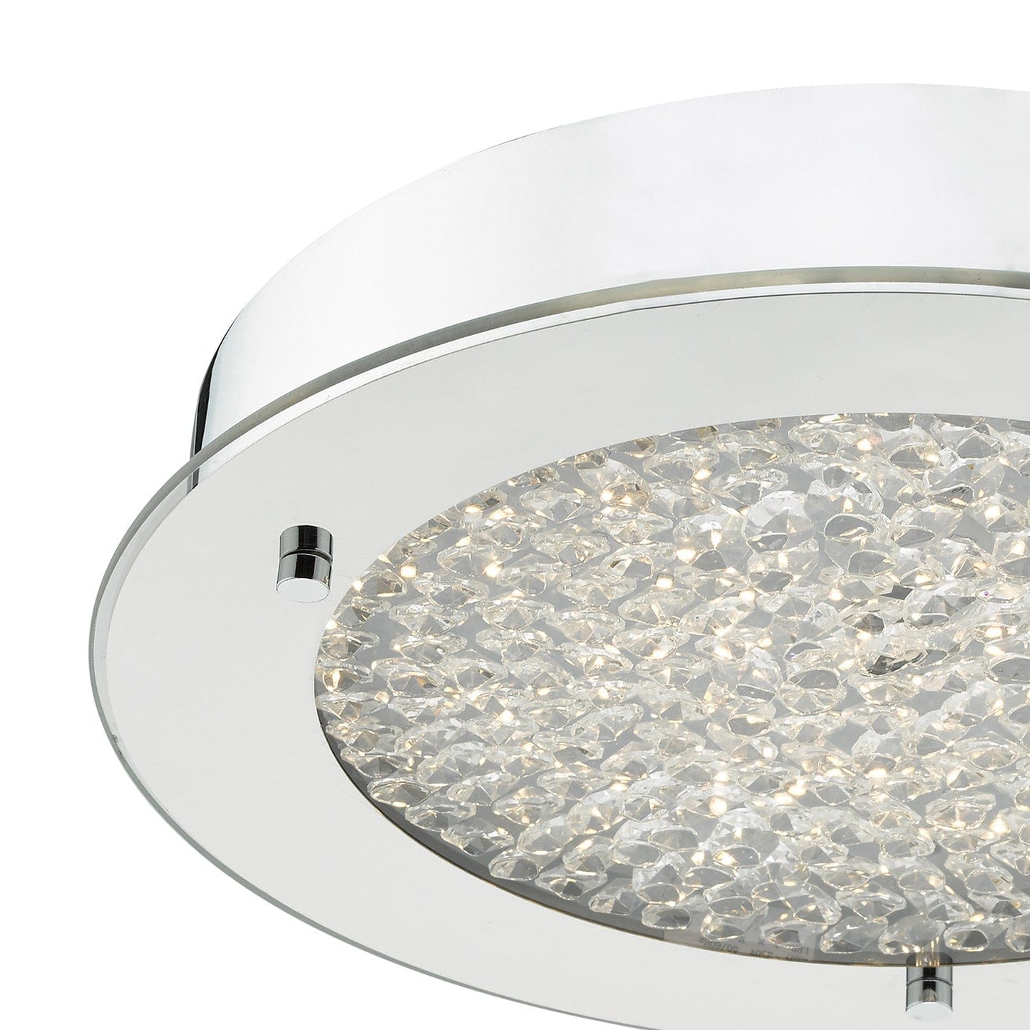 dar lighting Peta Small Bathroom Flush Polished Chrome Crystal Light LED IP44 PET5250