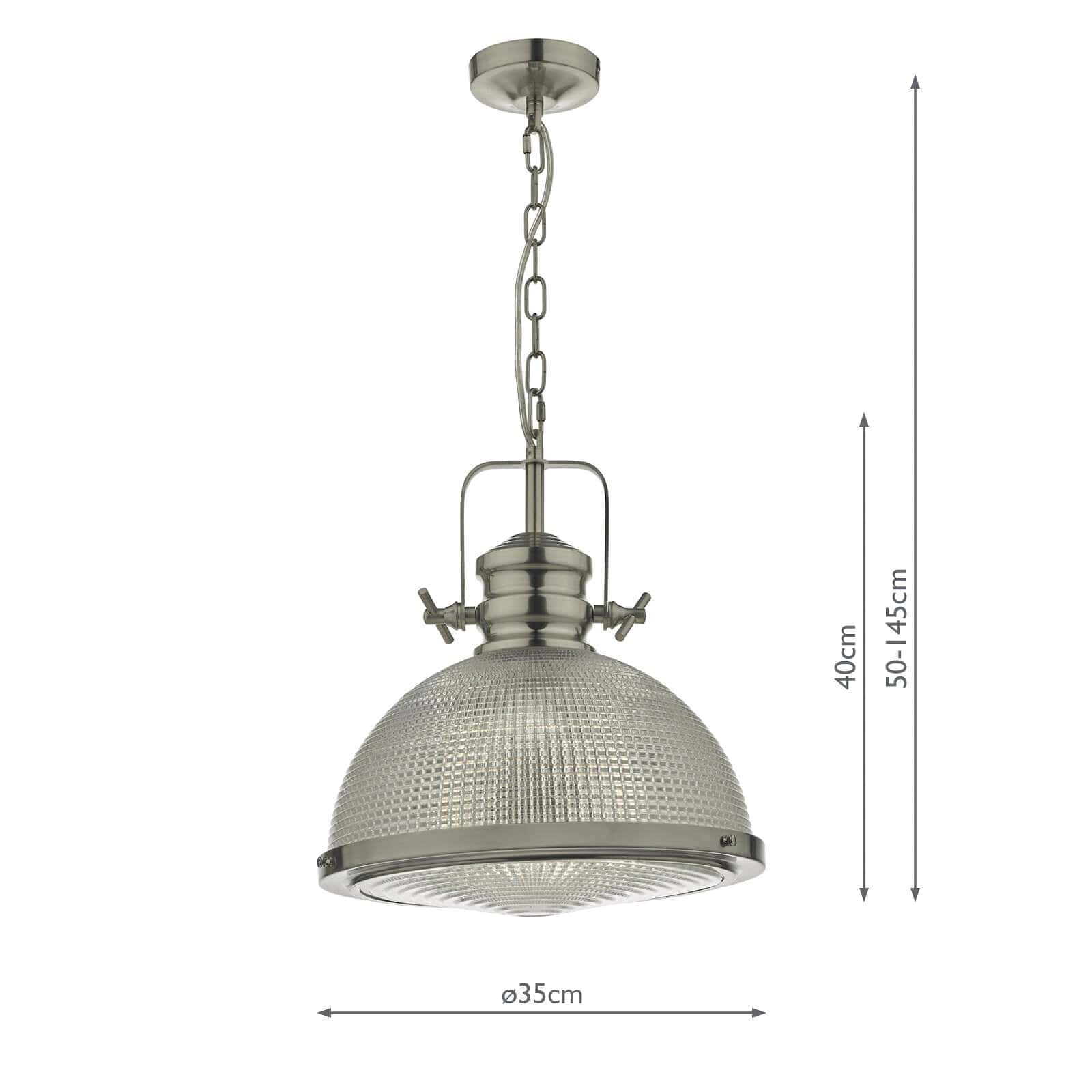 dar lighting Peyton 1 Light Pendant Satin Nickel And Textured Glass PEY0146