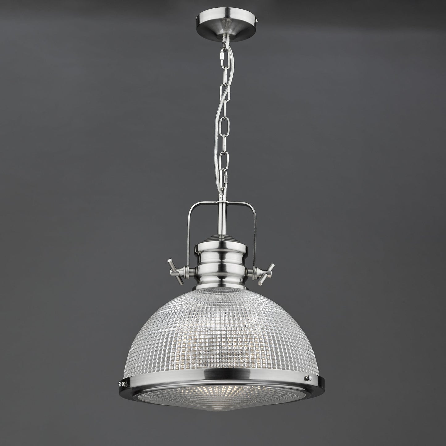 dar lighting Peyton 1 Light Pendant Satin Nickel And Textured Glass PEY0146