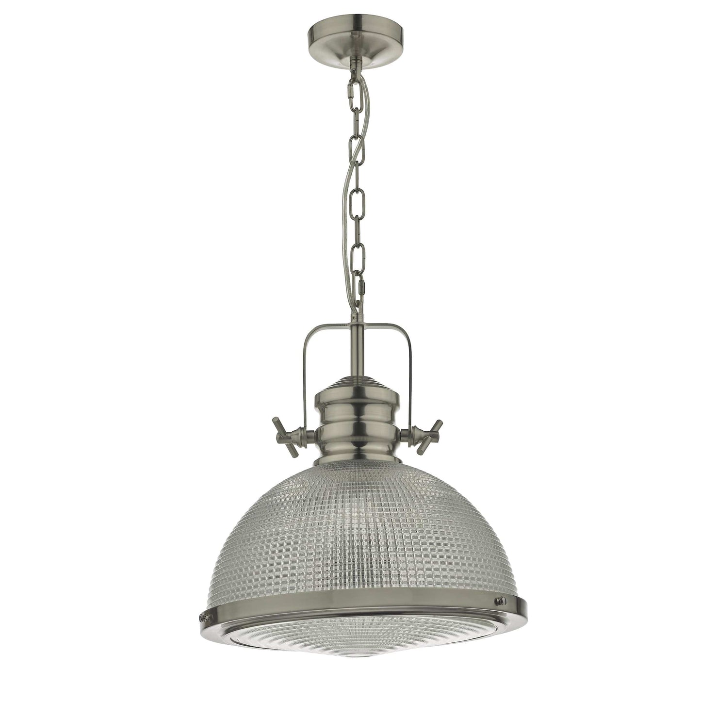 dar lighting Peyton 1 Light Pendant Satin Nickel And Textured Glass PEY0146